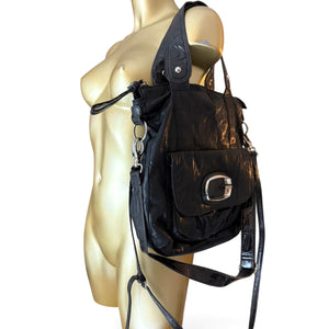 Black besace uni crossbody buckle bag (32x34cm)