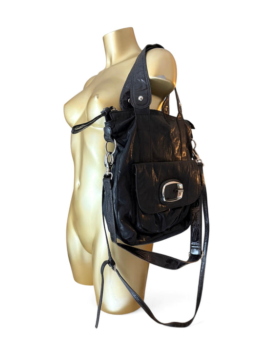 Black besace uni crossbody buckle bag (32x34cm)
