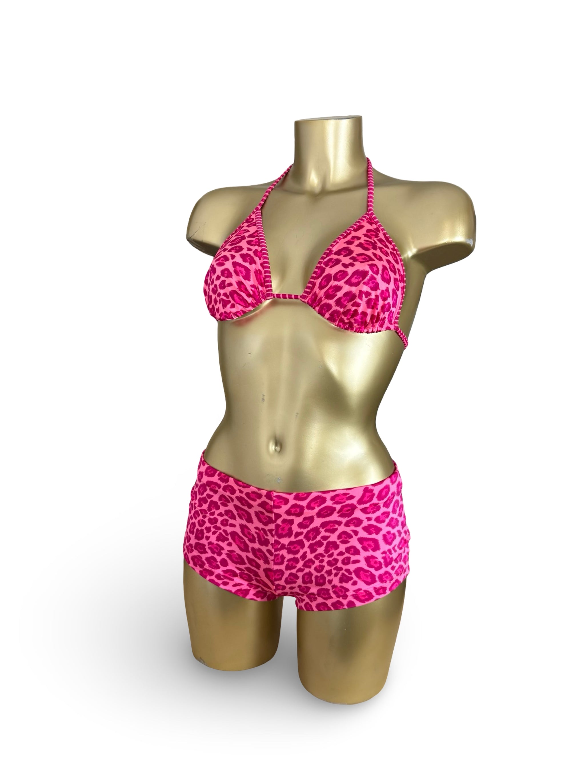 Pink animal print shorty bikini set (S/M)