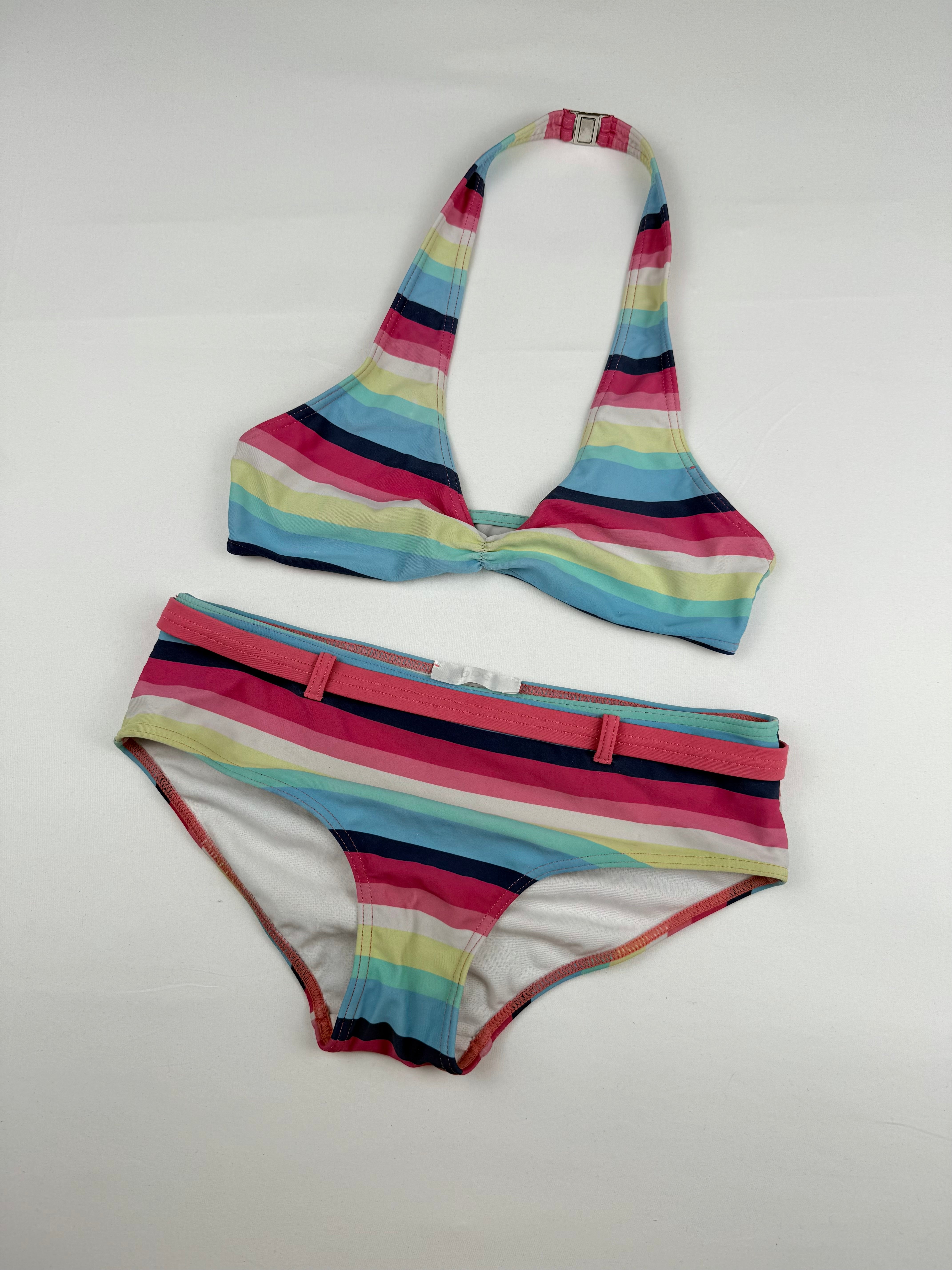 Multicolor striped low rise bikini set (S)