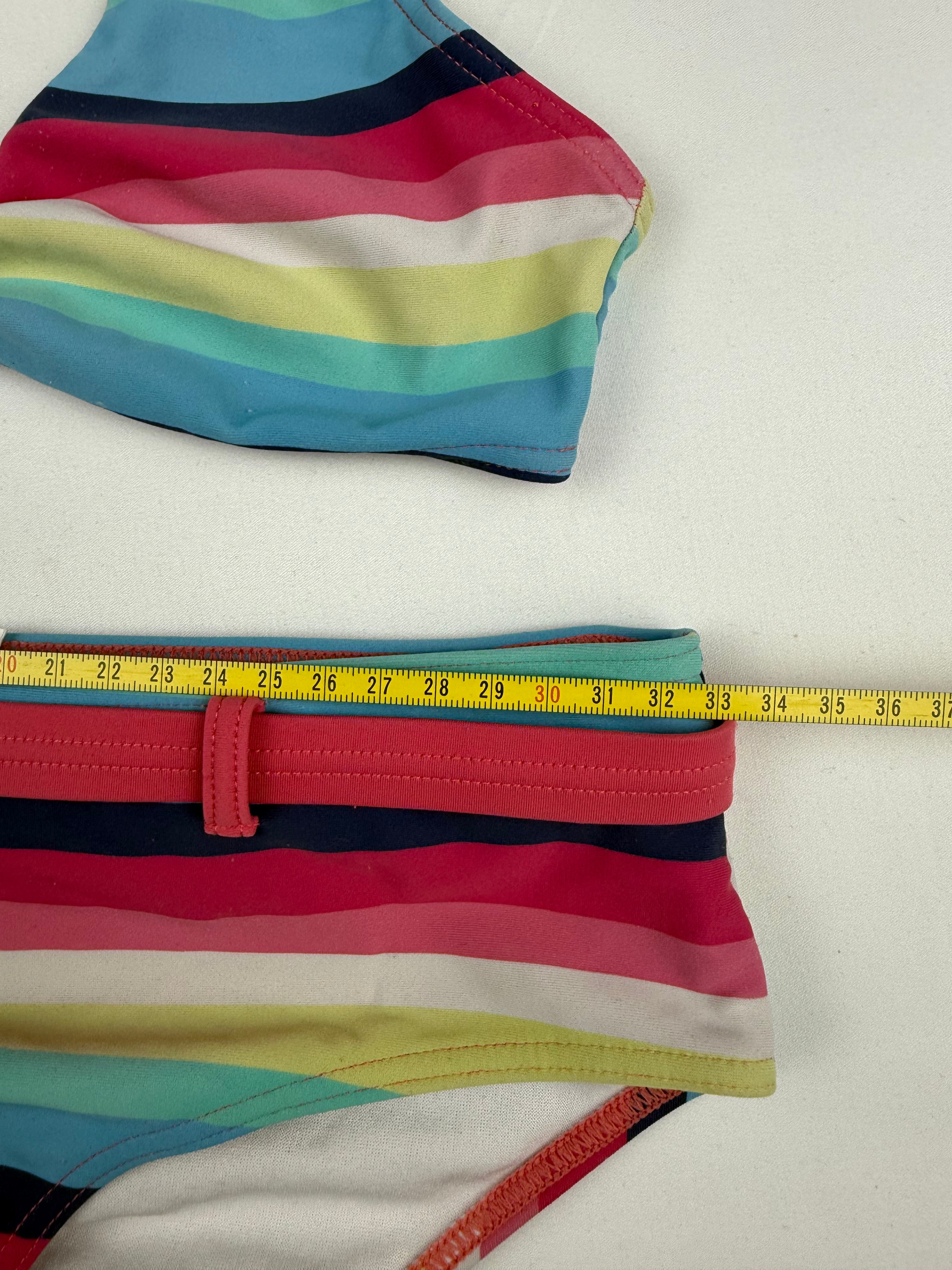 Multicolor striped low rise bikini set (S)
