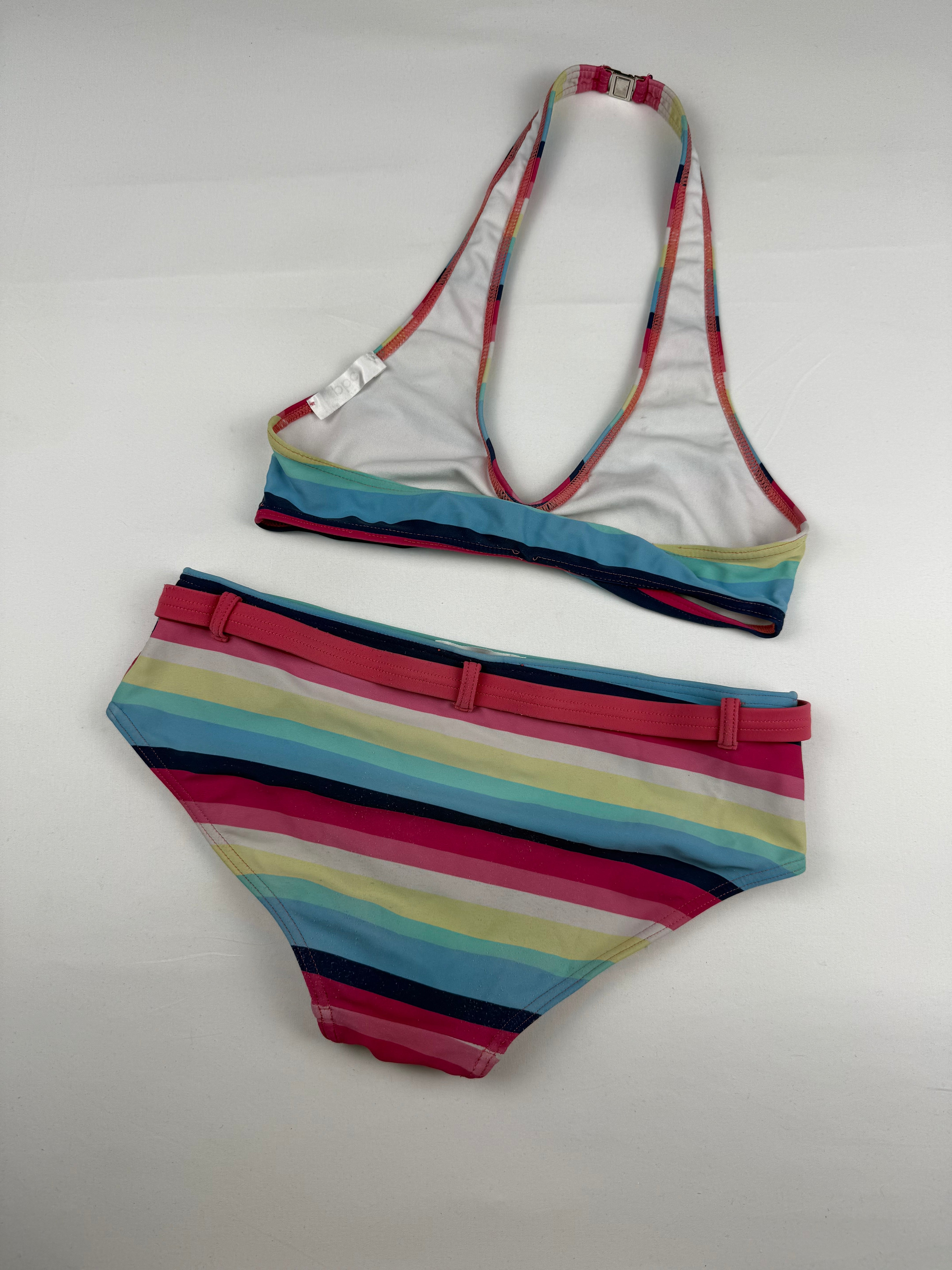 Multicolor striped low rise bikini set (S)