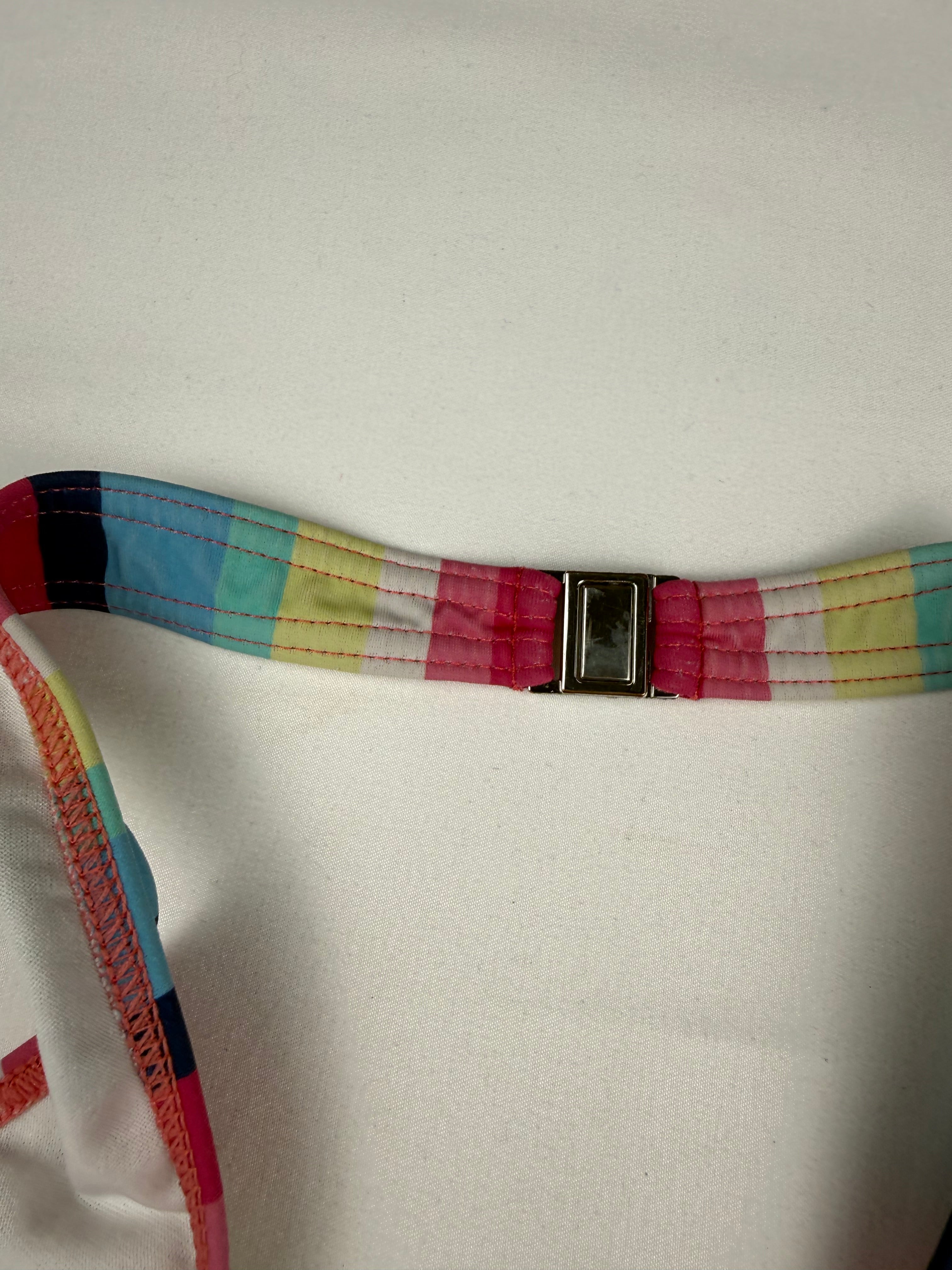 Multicolor striped low rise bikini set (S)