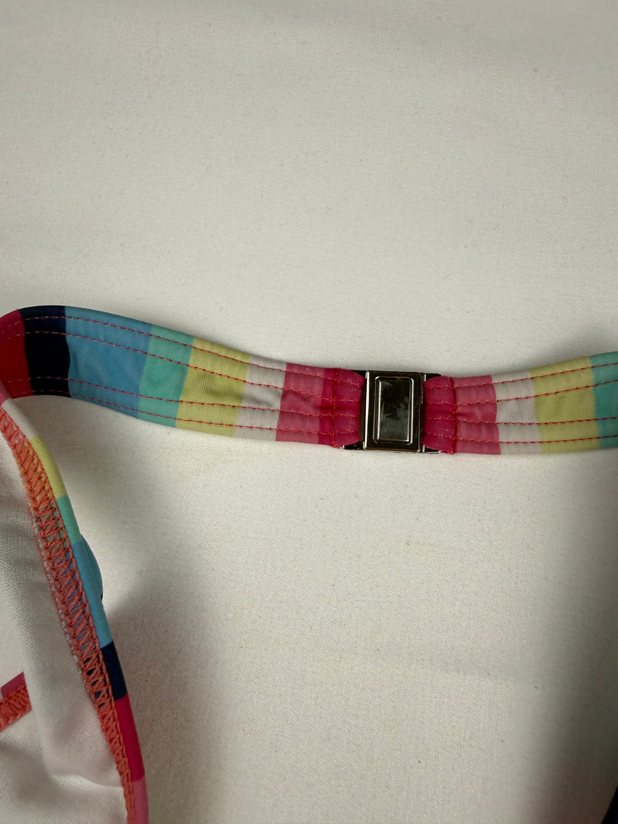 Multicolor striped low rise bikini set (S)