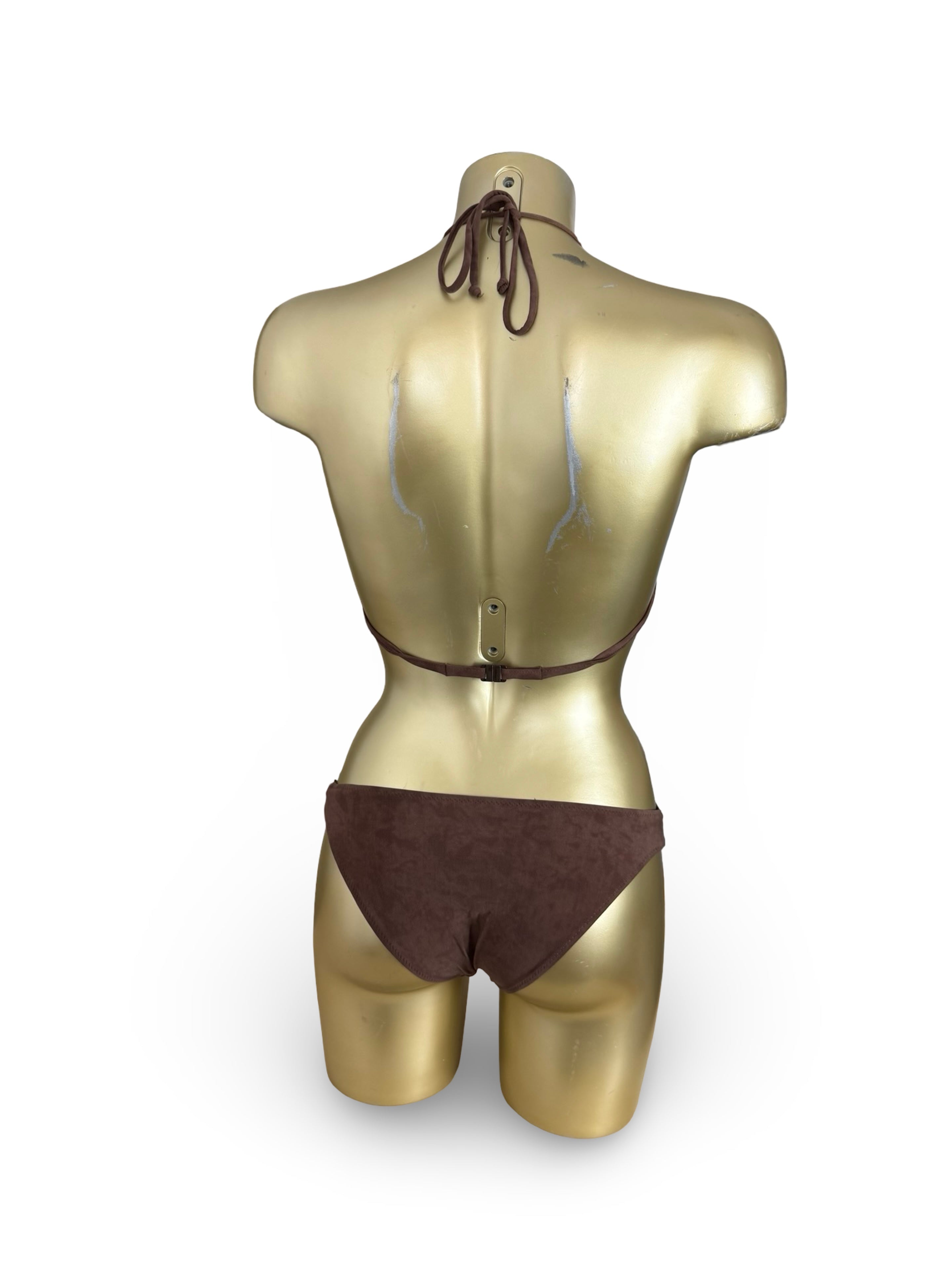 Brown suede low rise bikini set (S/M)