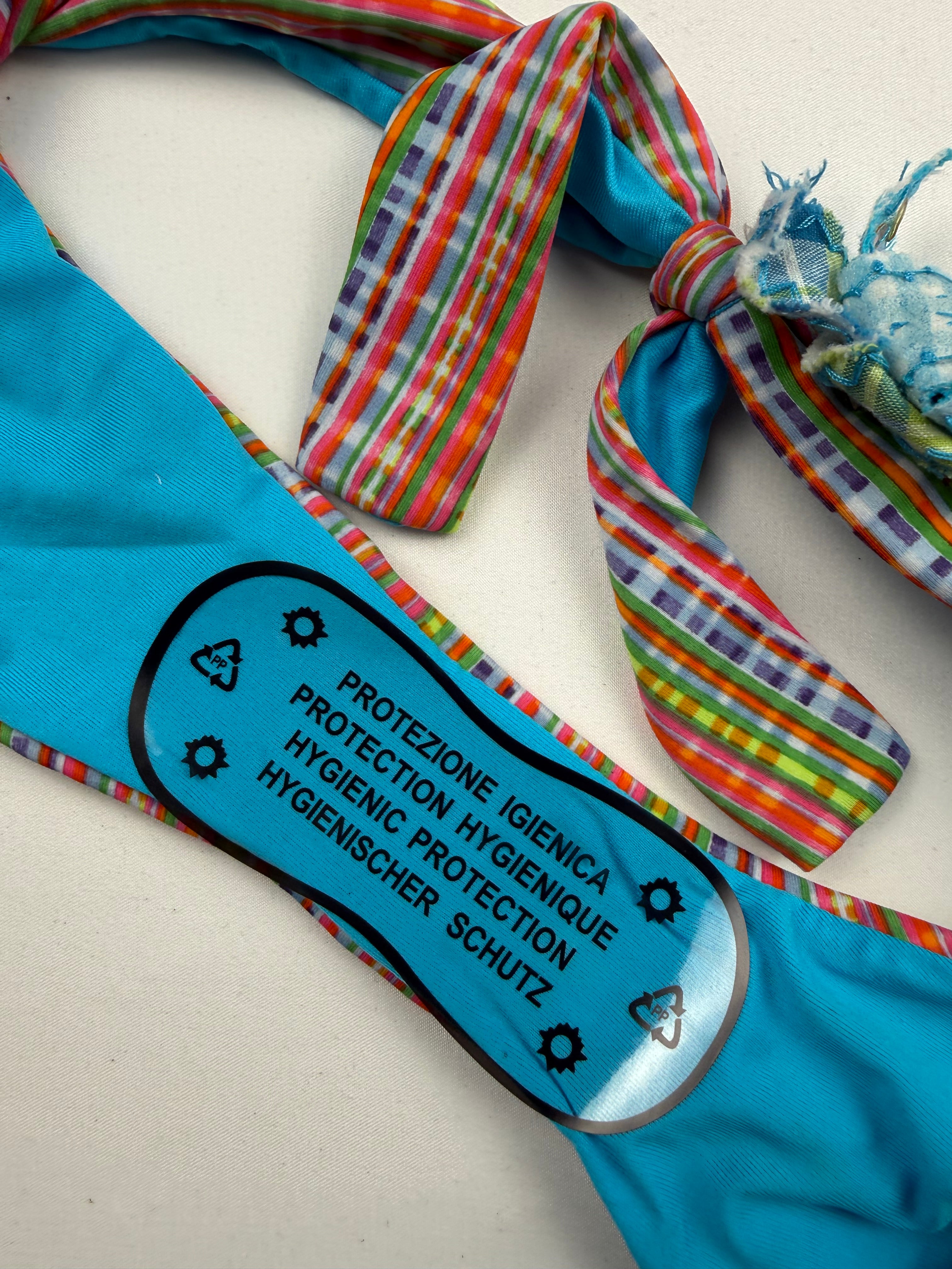 Multicolor check print bikini set (L)