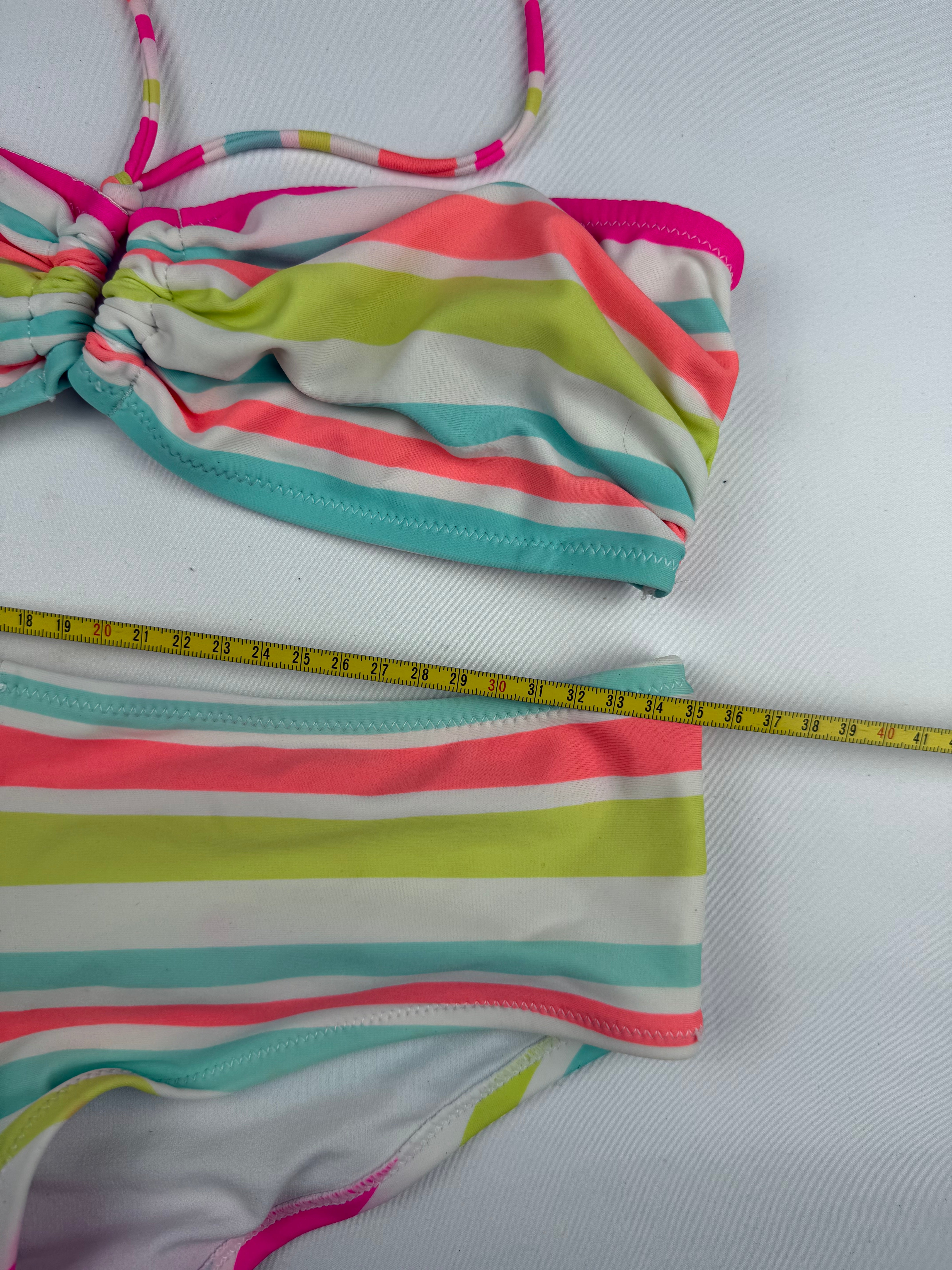 Ensemble bikini shorty à rayures multicolores (S)