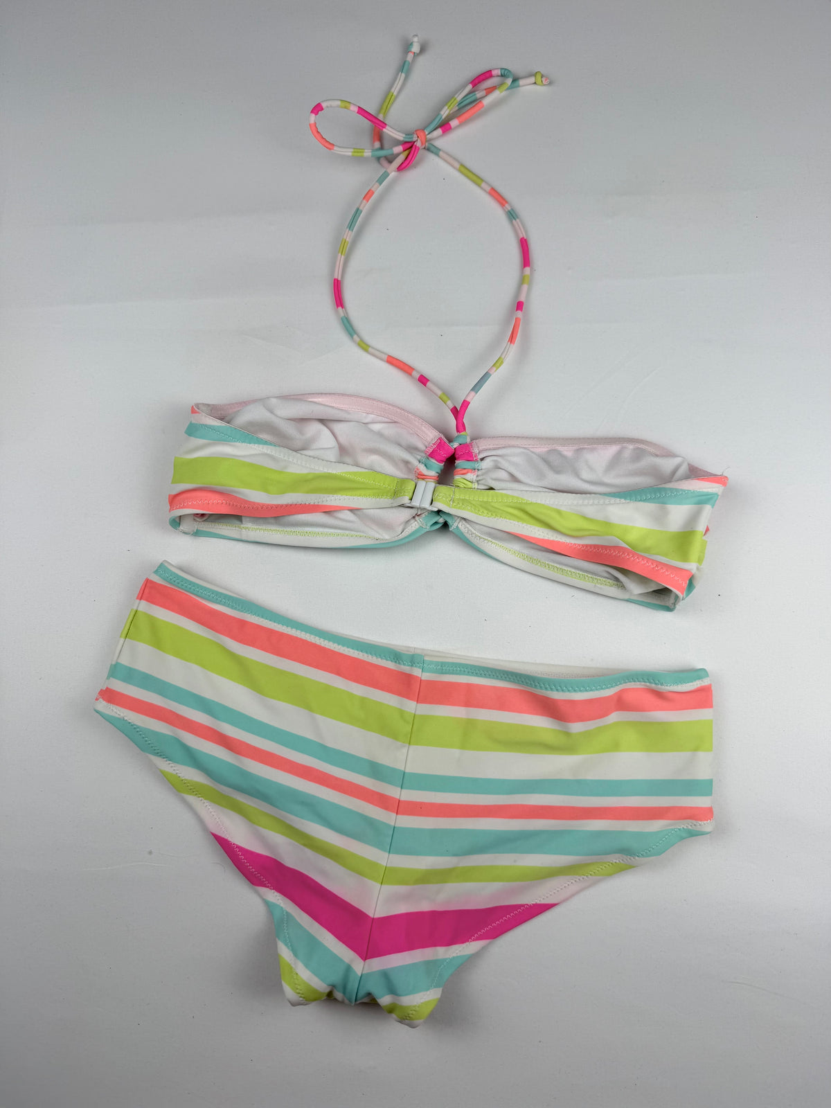 Ensemble bikini shorty à rayures multicolores (S)