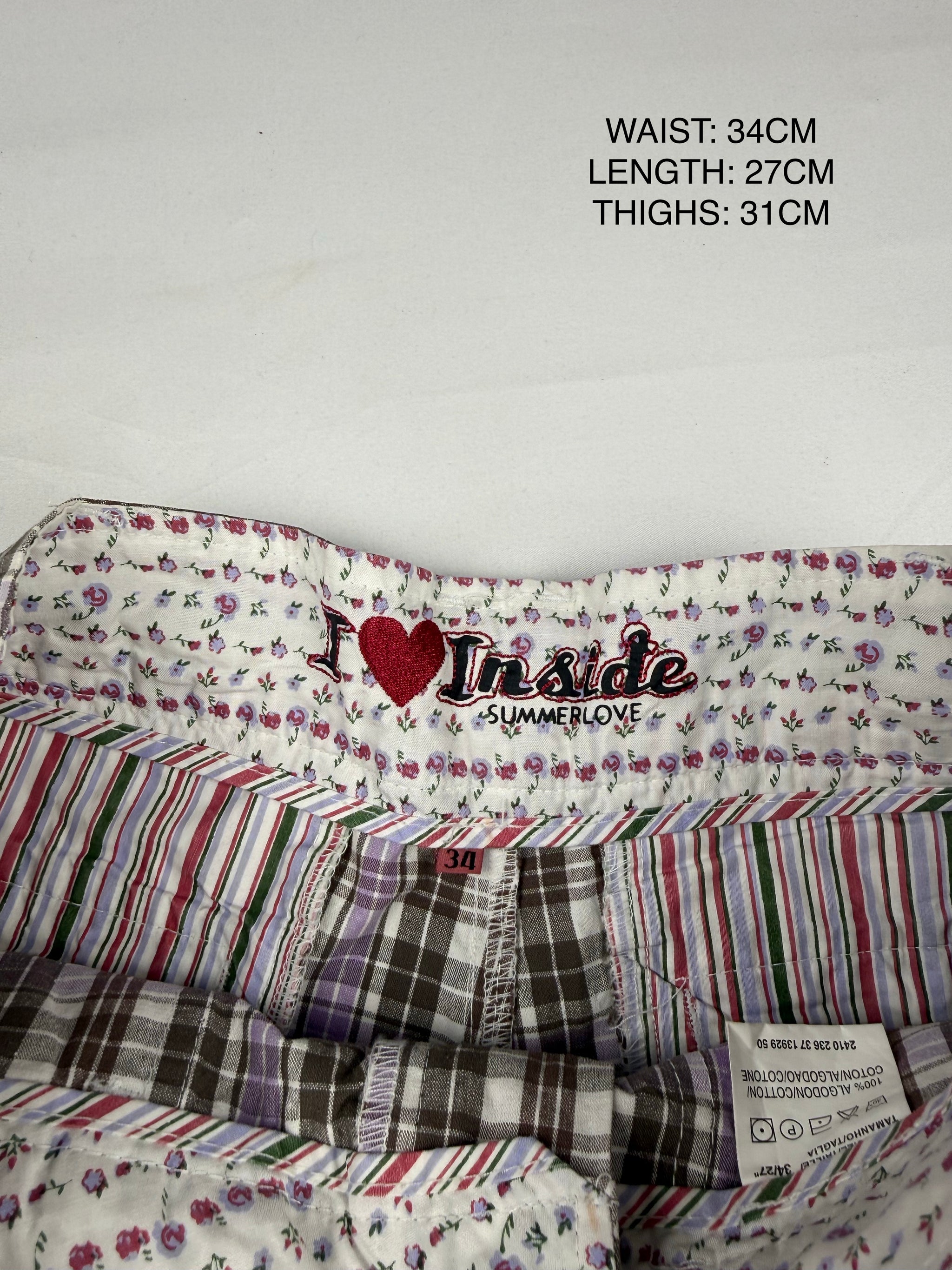Lilac check print mini short + belt (XS)