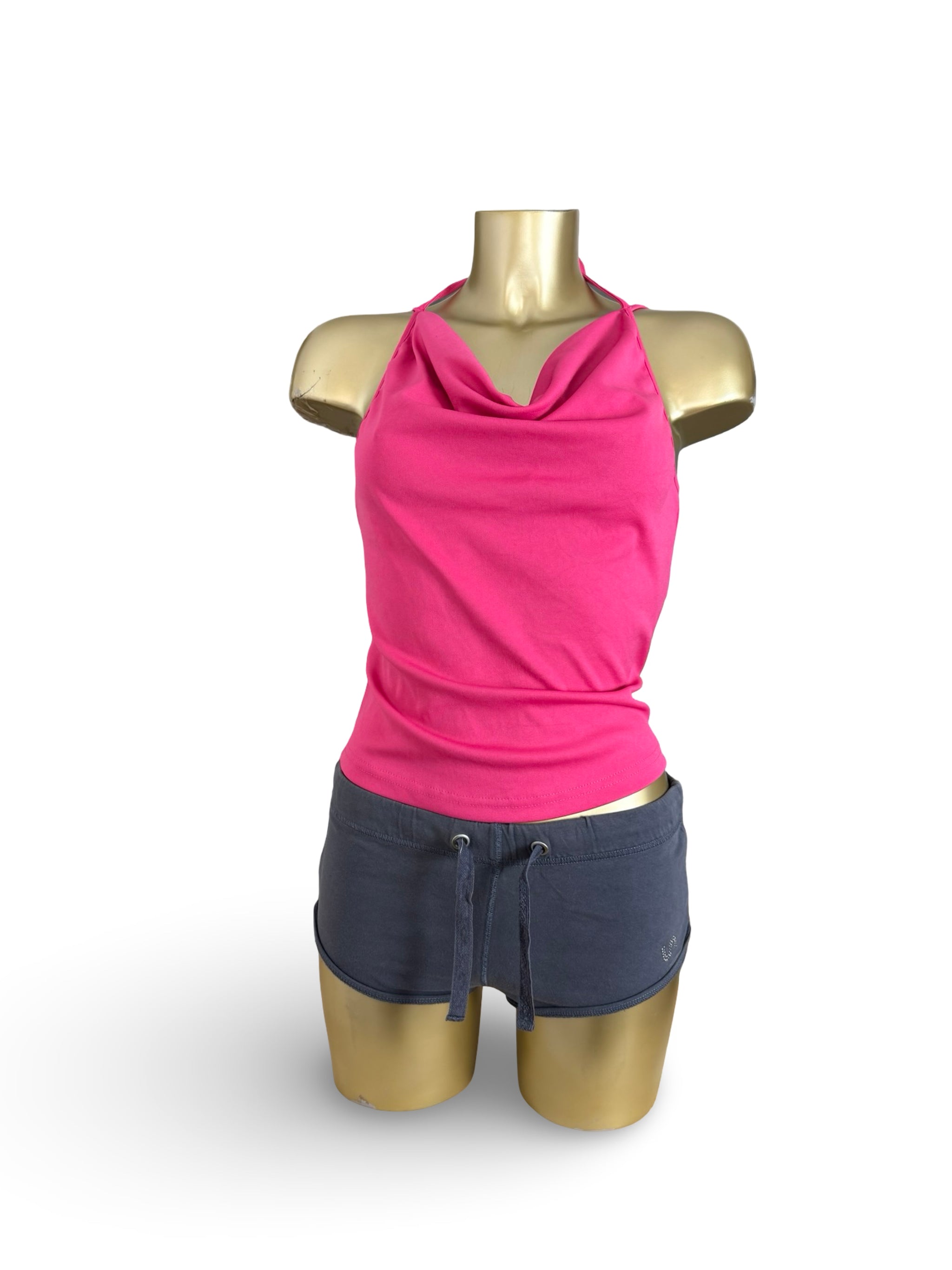 Plunge neck  stretchy halter top (M/L)
