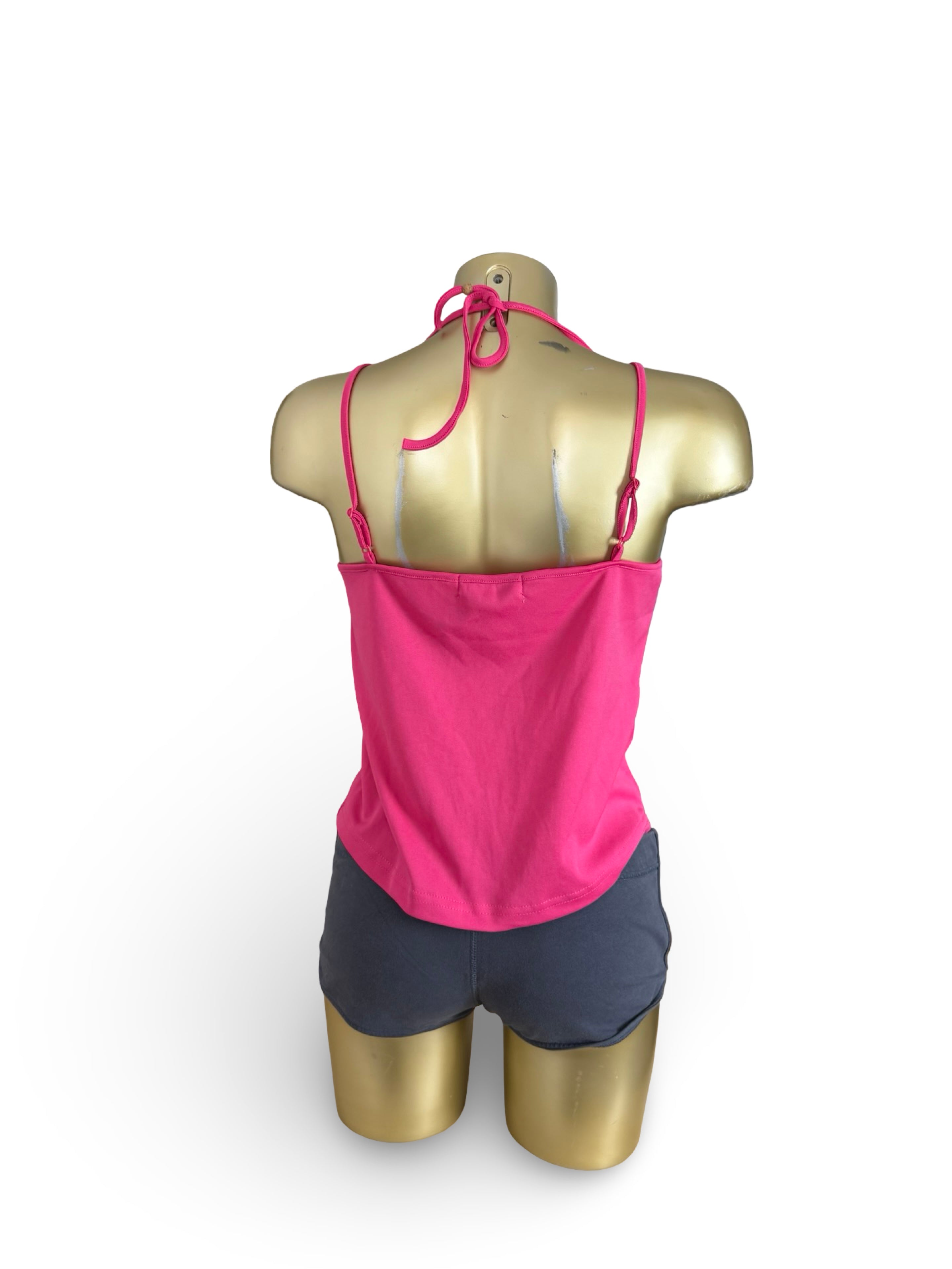 Plunge neck  stretchy halter top (M/L)