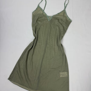 Khaki see trough babydoll mini dress (XS)