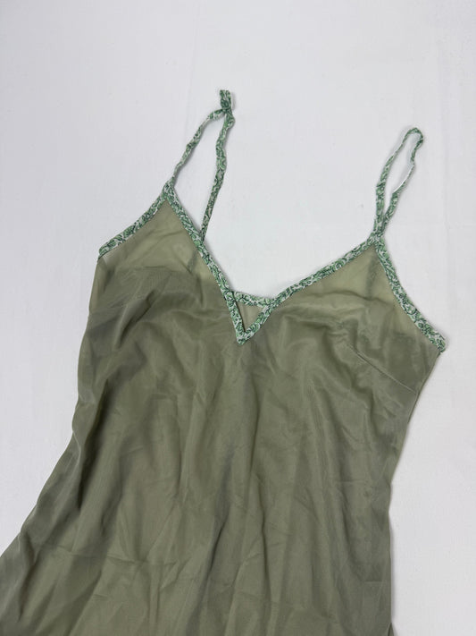 Khaki see trough babydoll mini dress (XS)