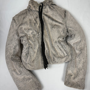 Black 2 in 1 reversible faux fur puffer jacket (S/M)