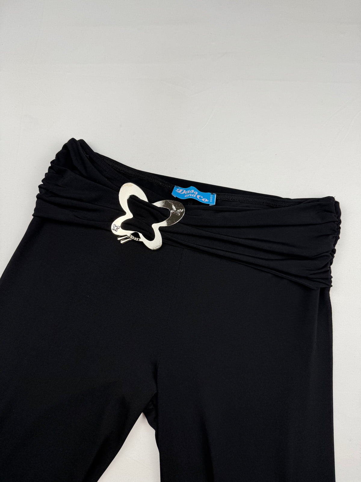Pantalon droit taille basse en jean noir (XS)