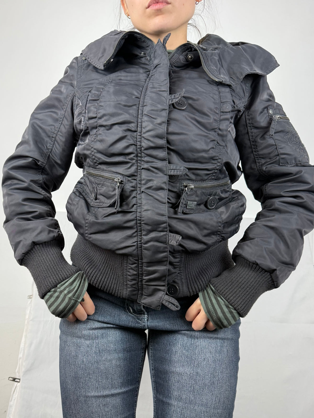 Veste ajustée 100 % coton kaki (L)