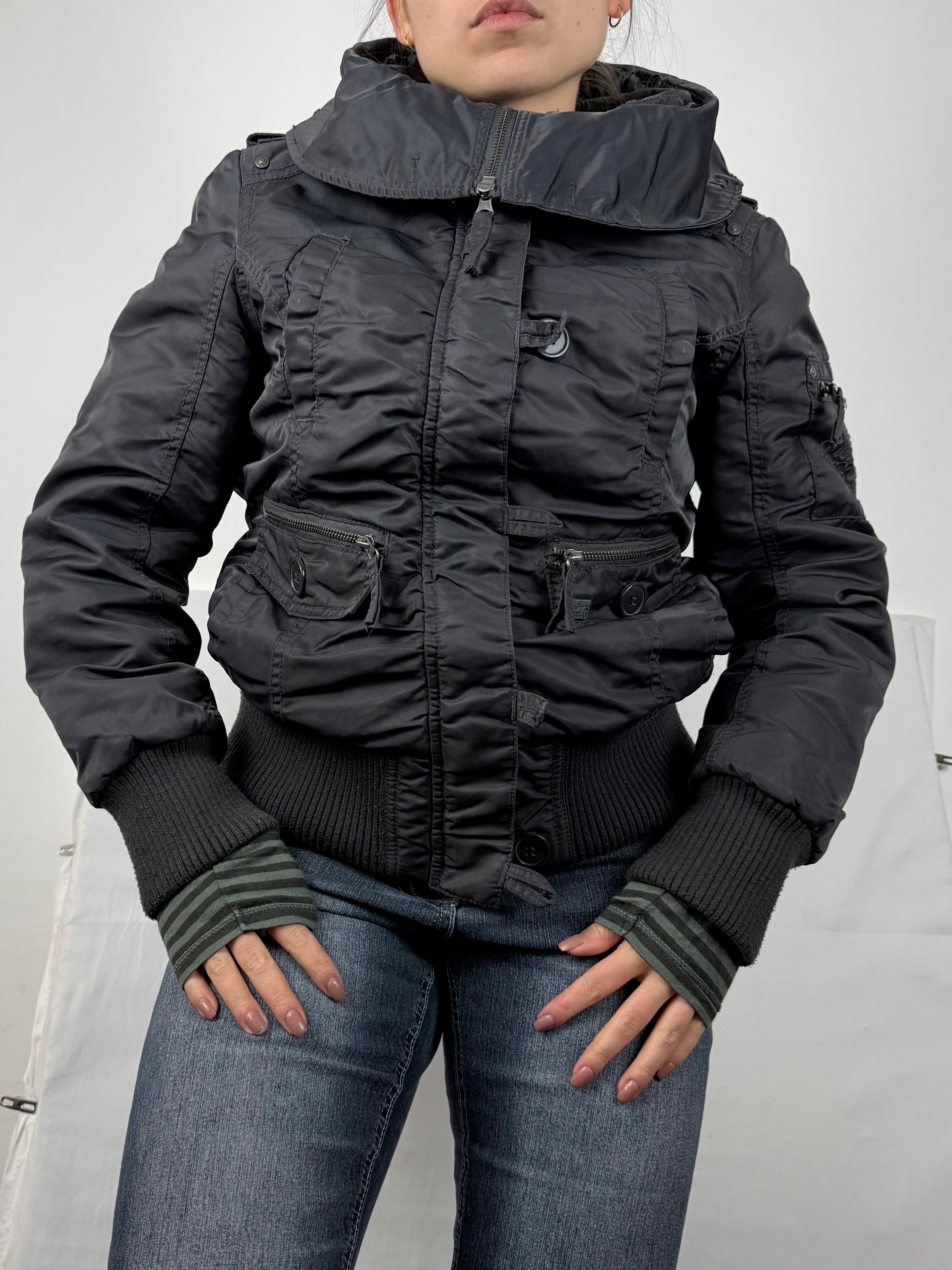 Veste ajustée 100 % coton kaki (L)