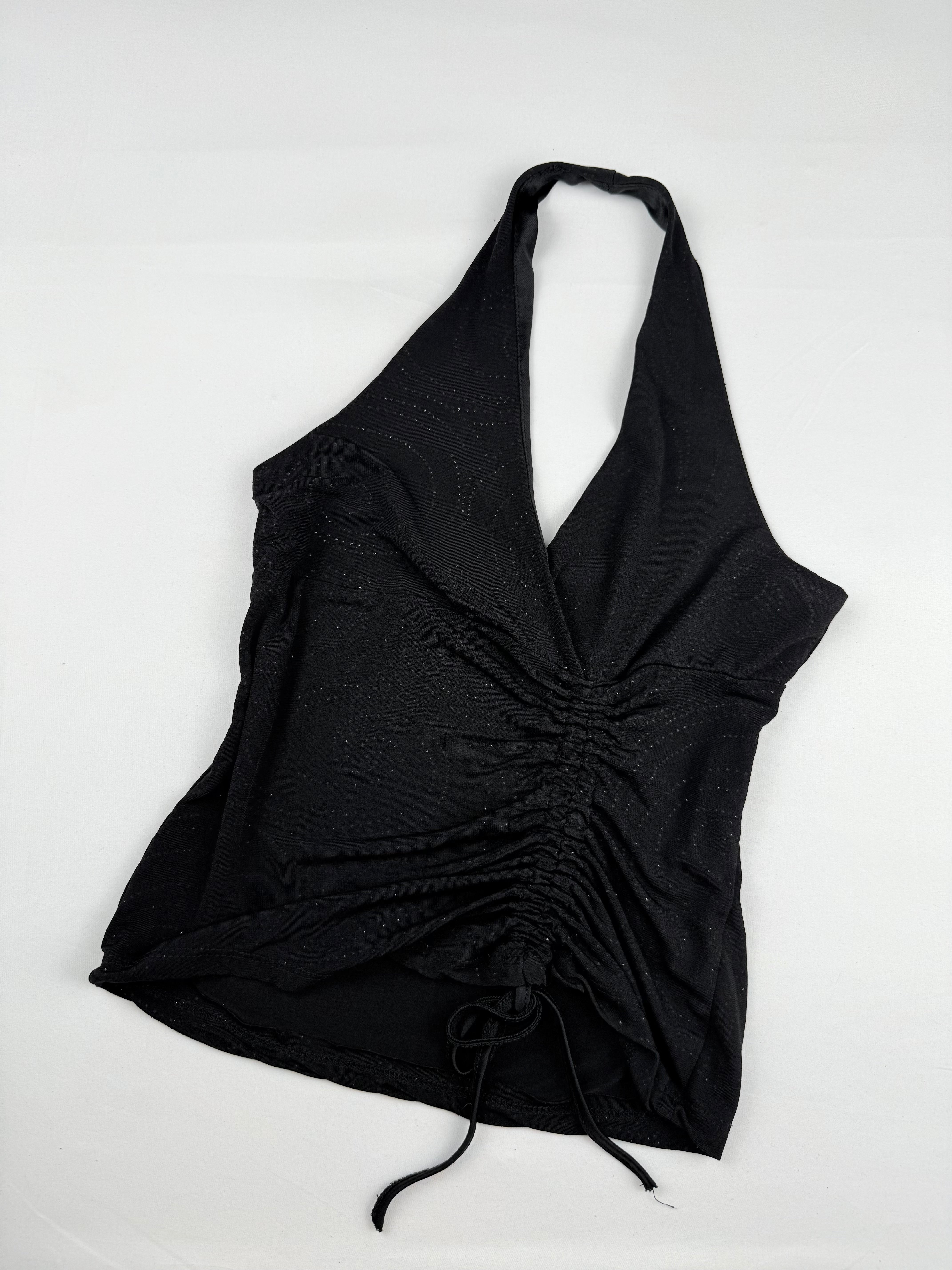 Black ruched halter top (M)
