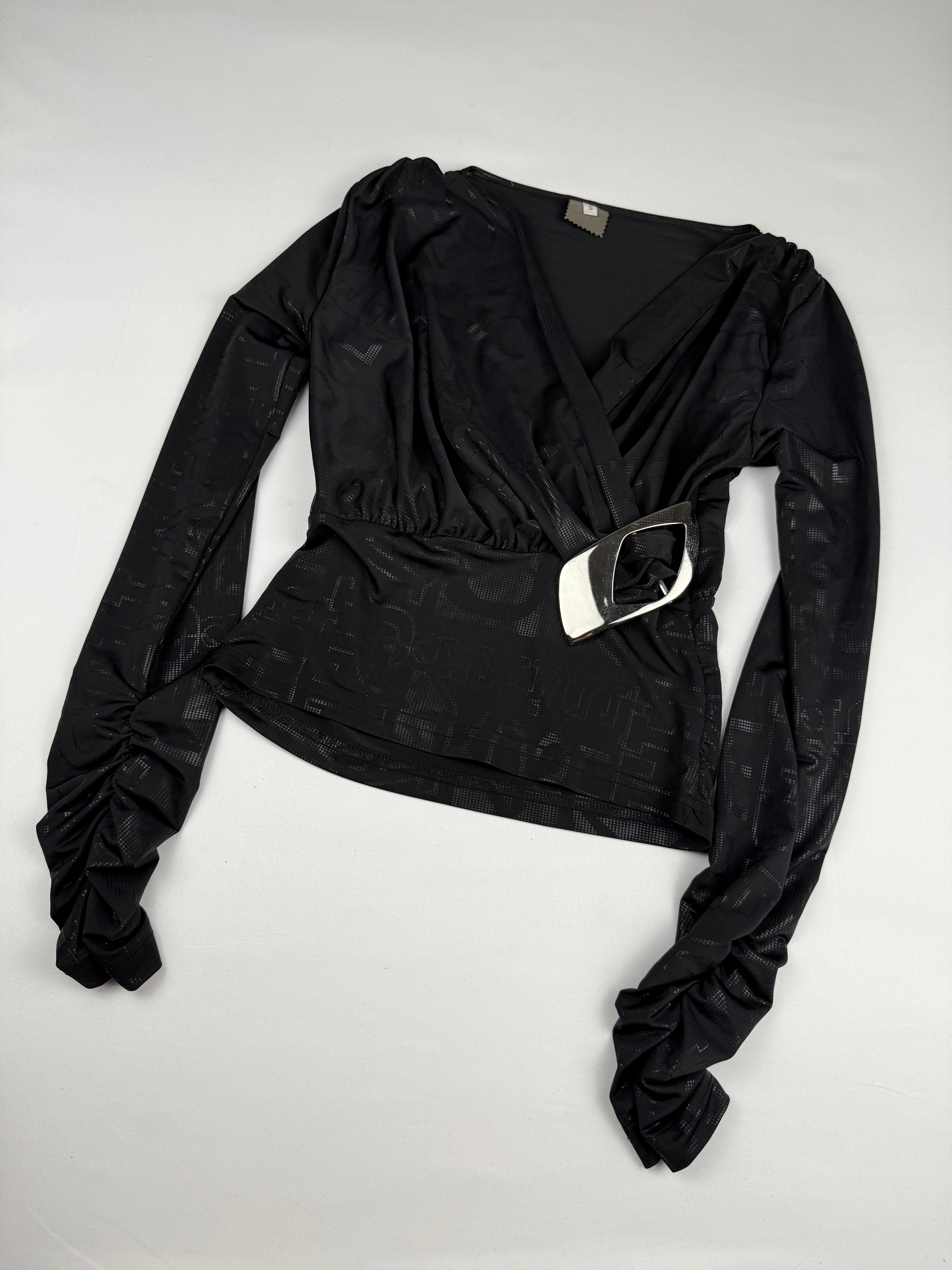 Black tight fit long sleeves top (S)