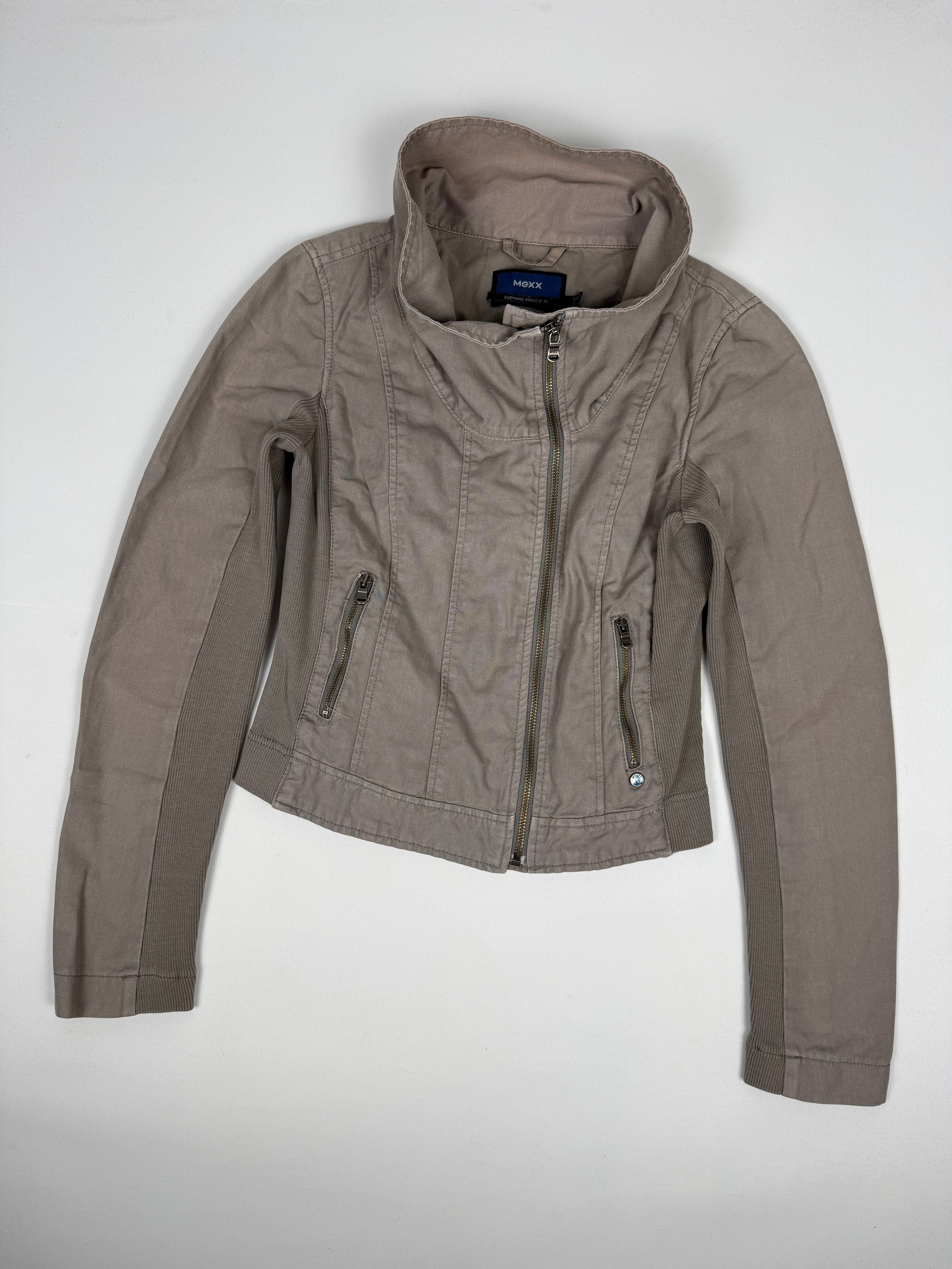Khaki cotton funnel biker jacket (XS)