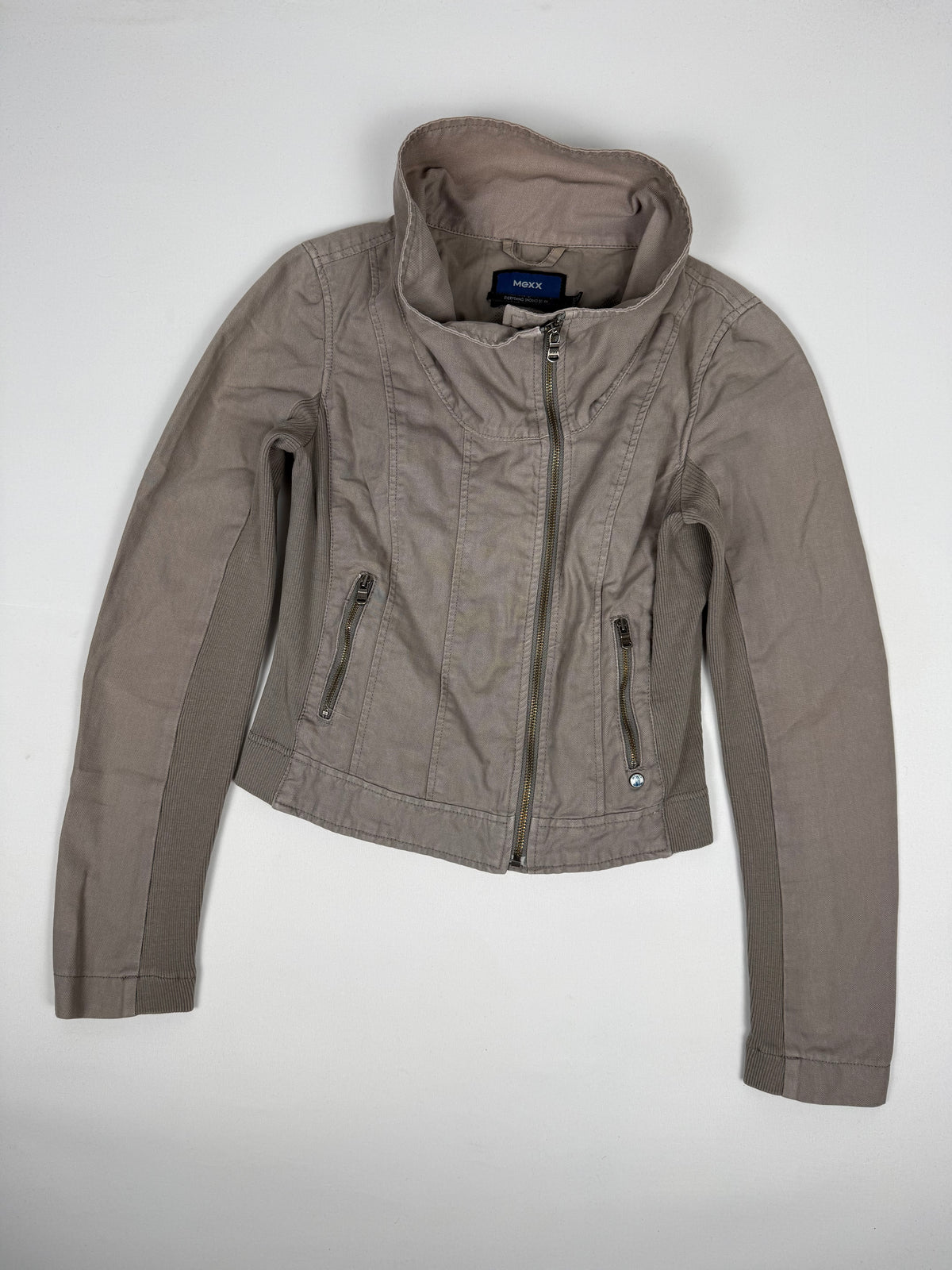 Khaki cotton funnel biker jacket (XS)