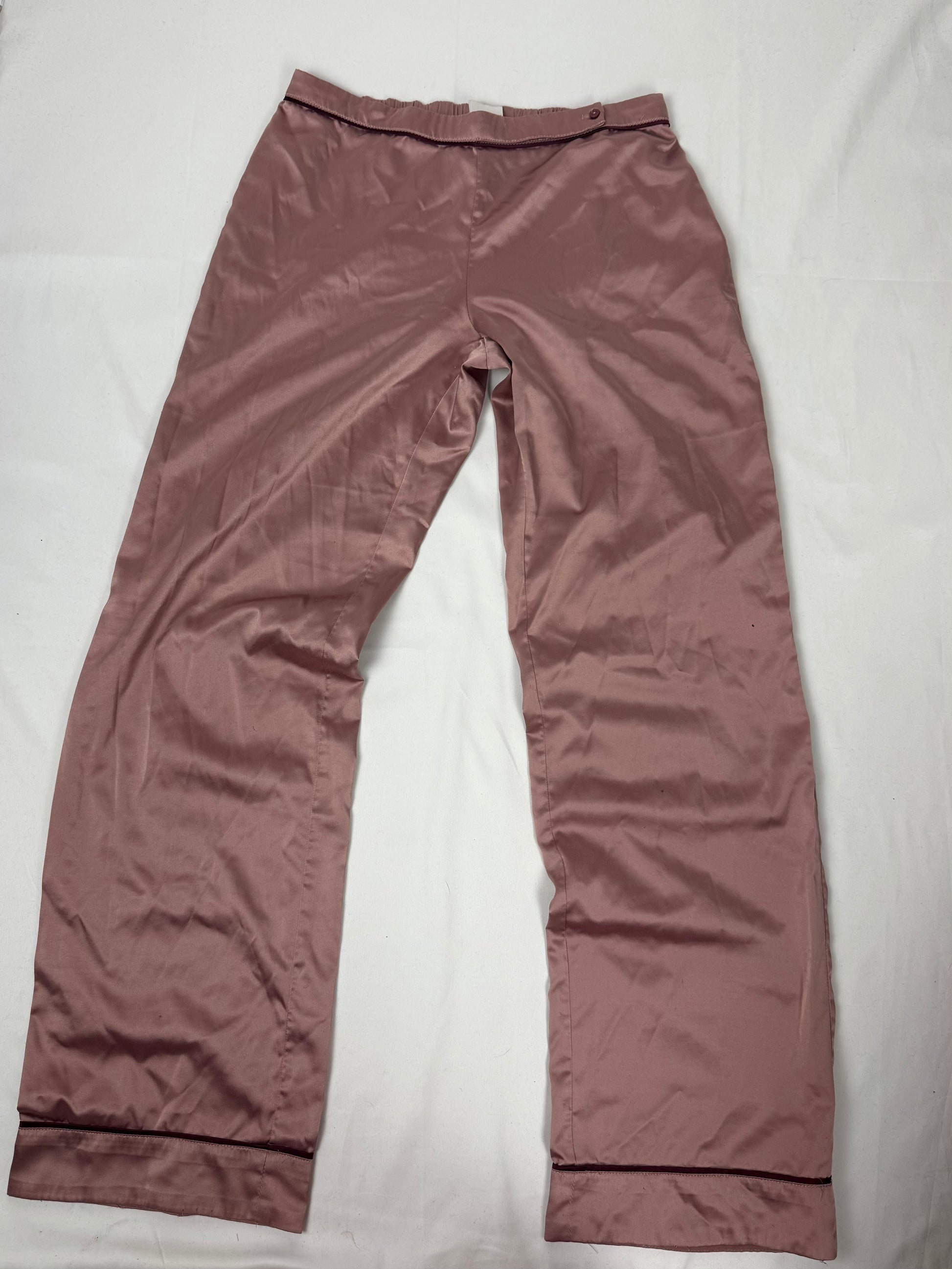 Pink silky low rise flare pants (S)