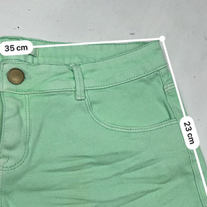 Green denim low rise mini short (S)