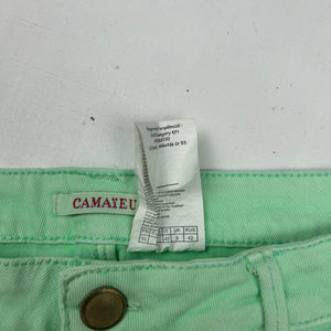 Green denim low rise mini short (S)