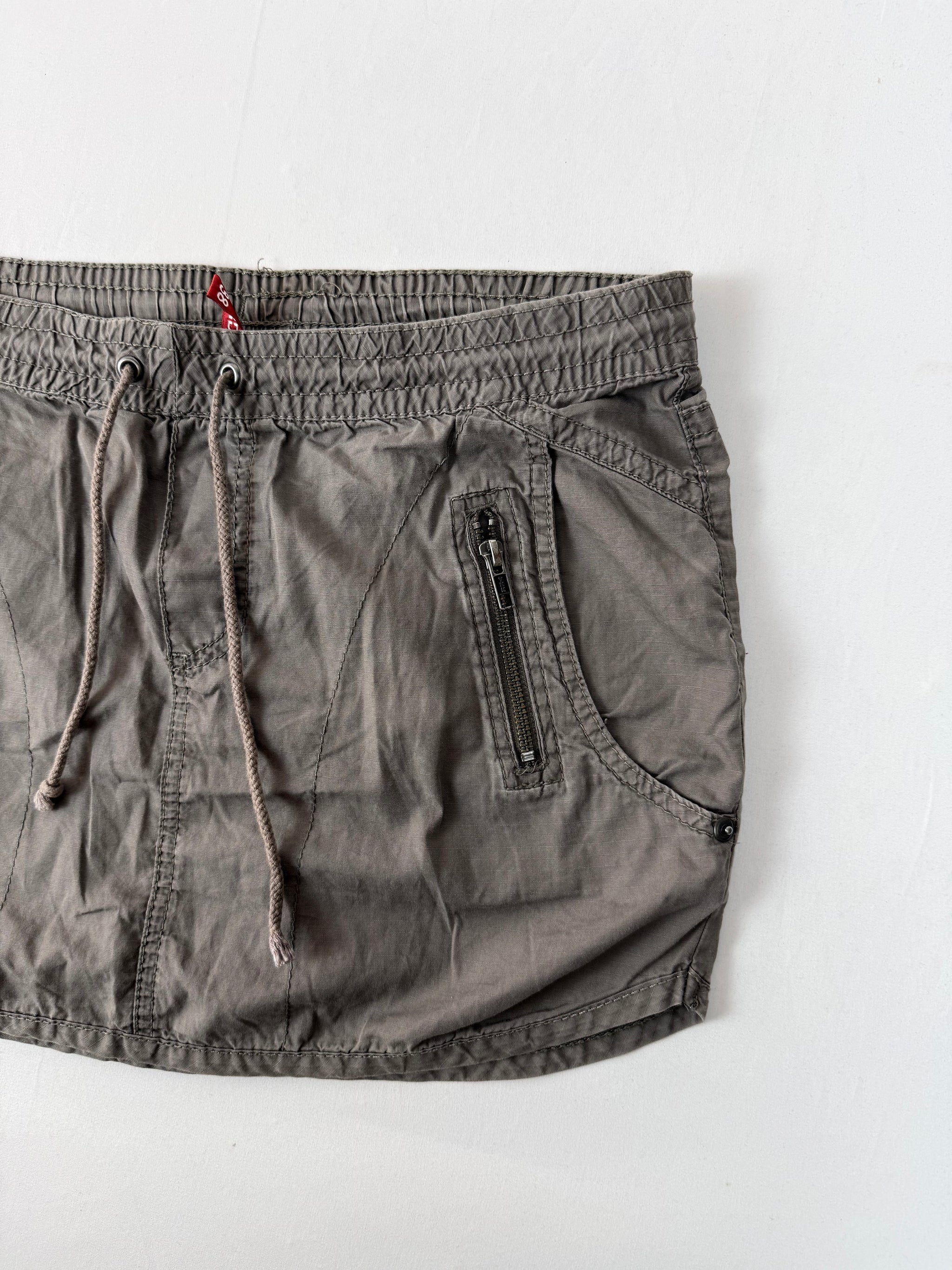 Khaki cotton utility mini skirt (M/L)