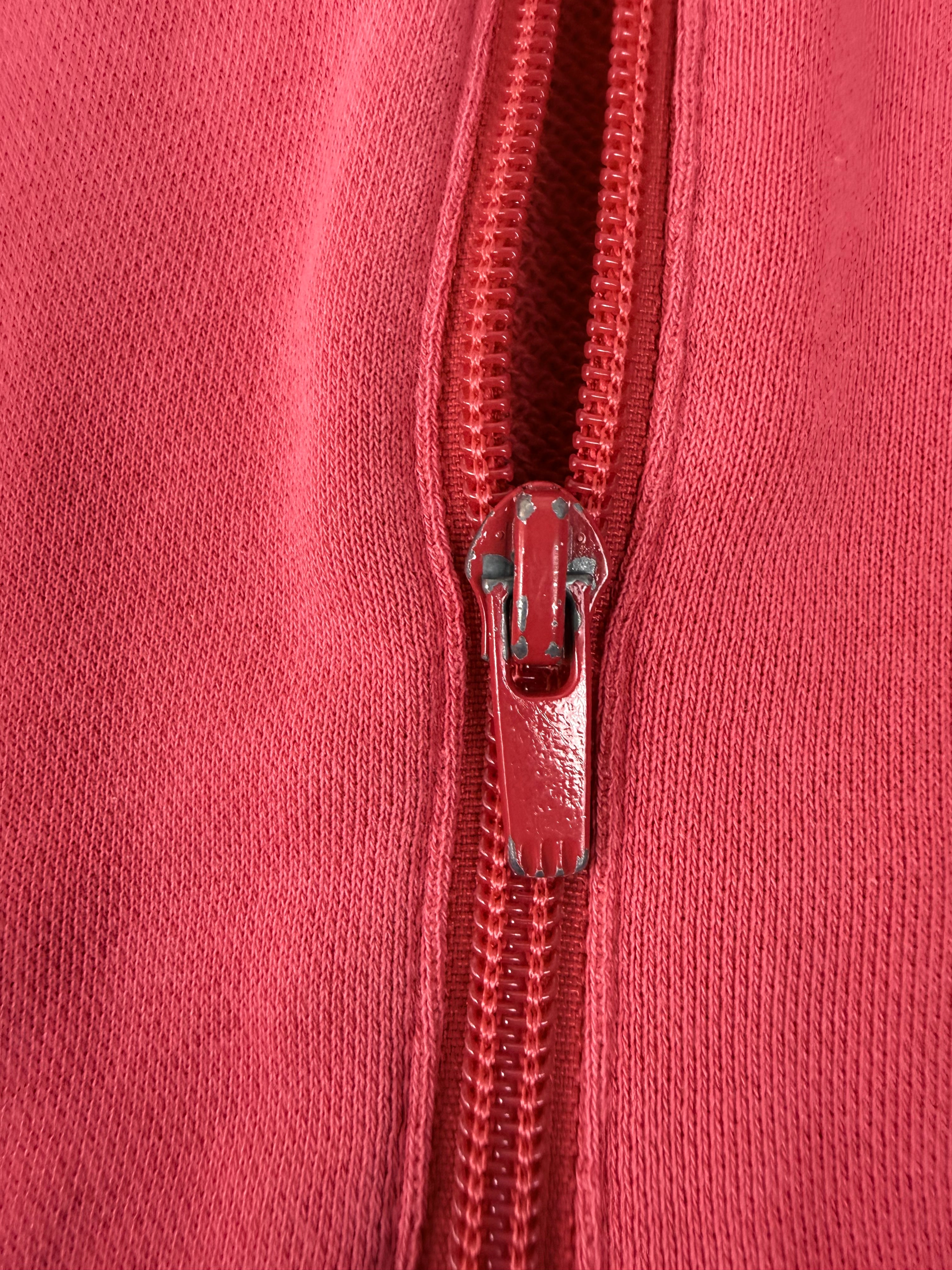 Red cotton zip up hoodie (S/M)