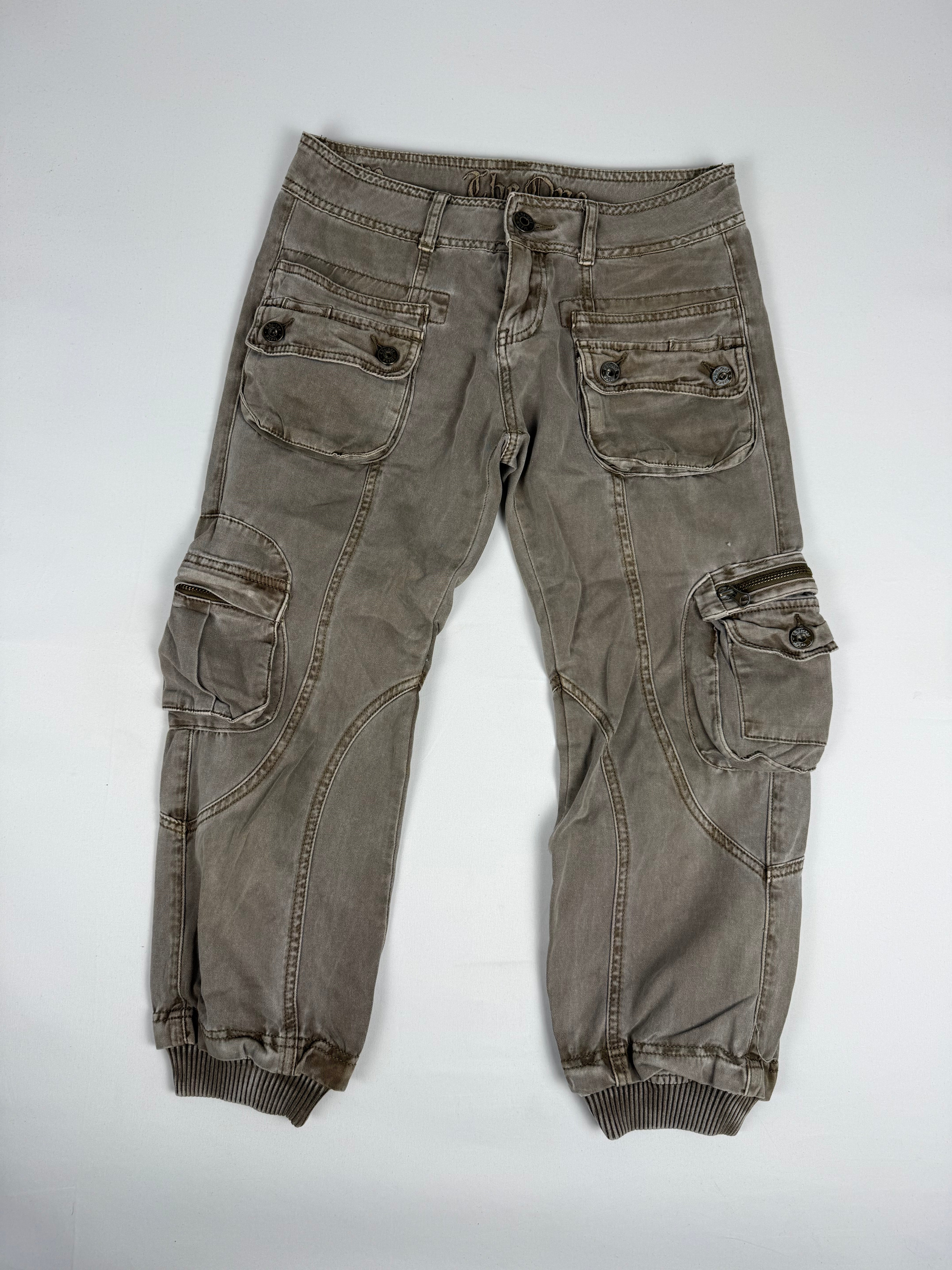 Khaki utility capri pants (S)