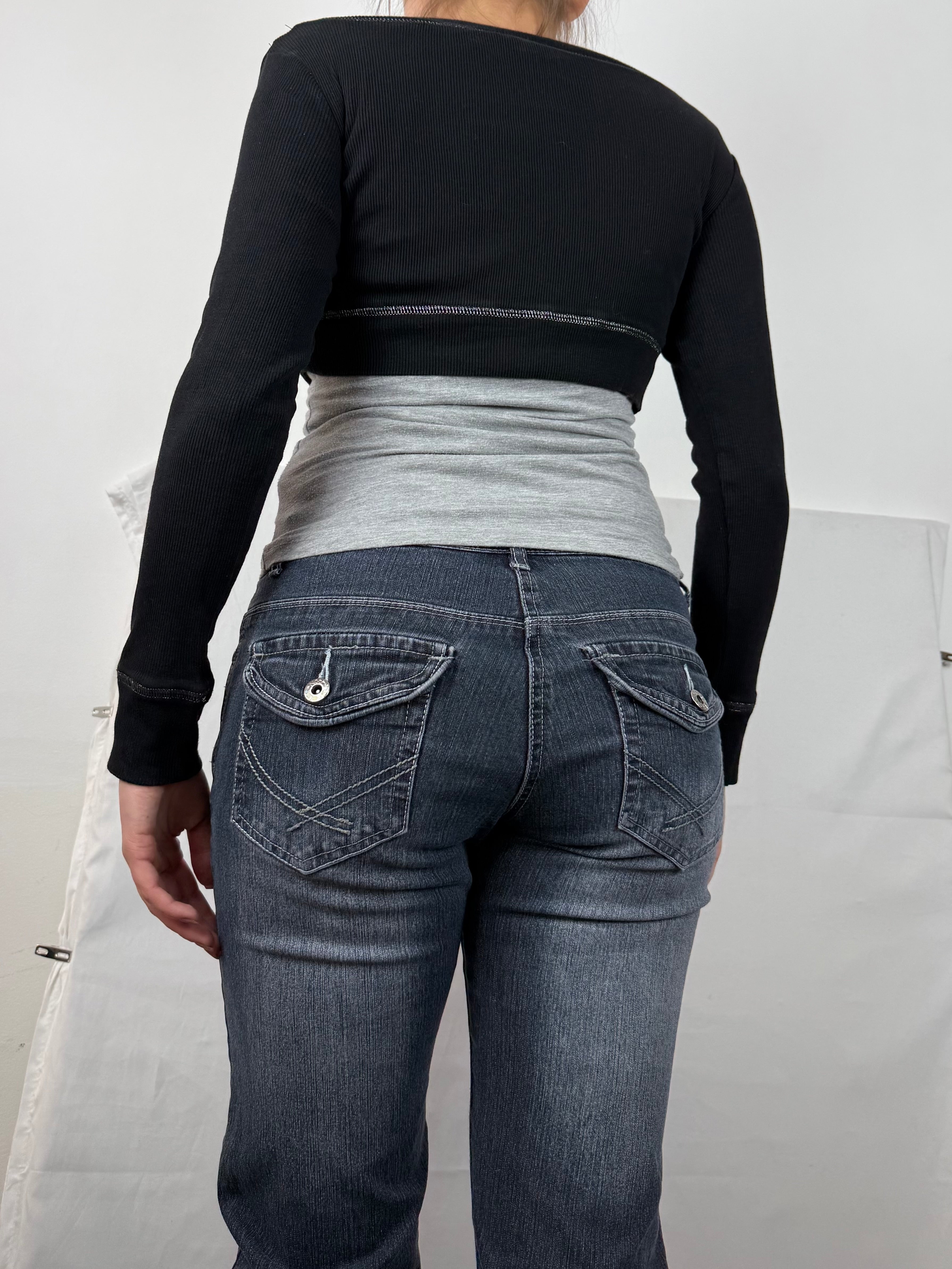 Grey 2 in 1 bolero long sleeves top (S)