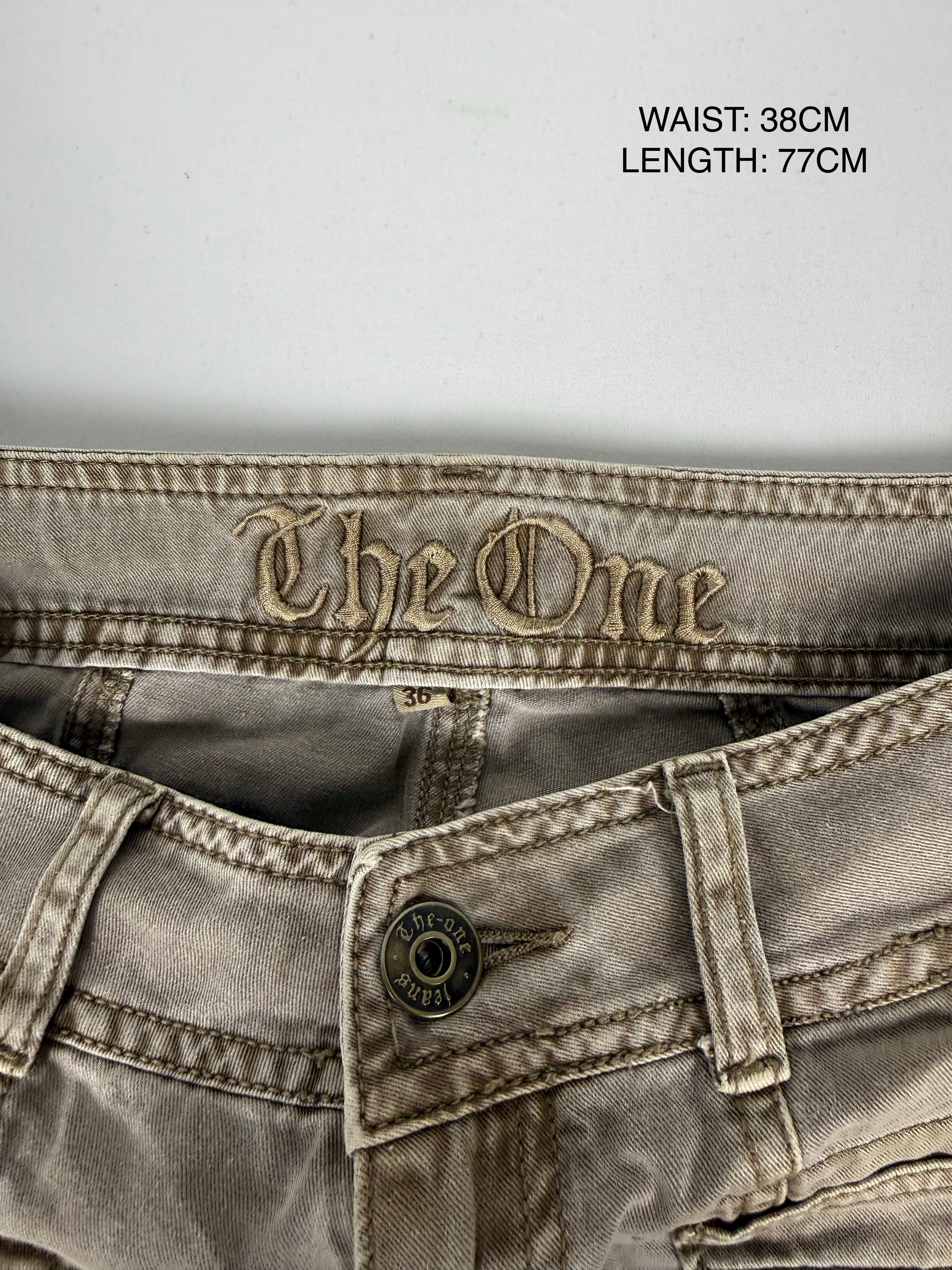 Khaki utility capri pants (S)