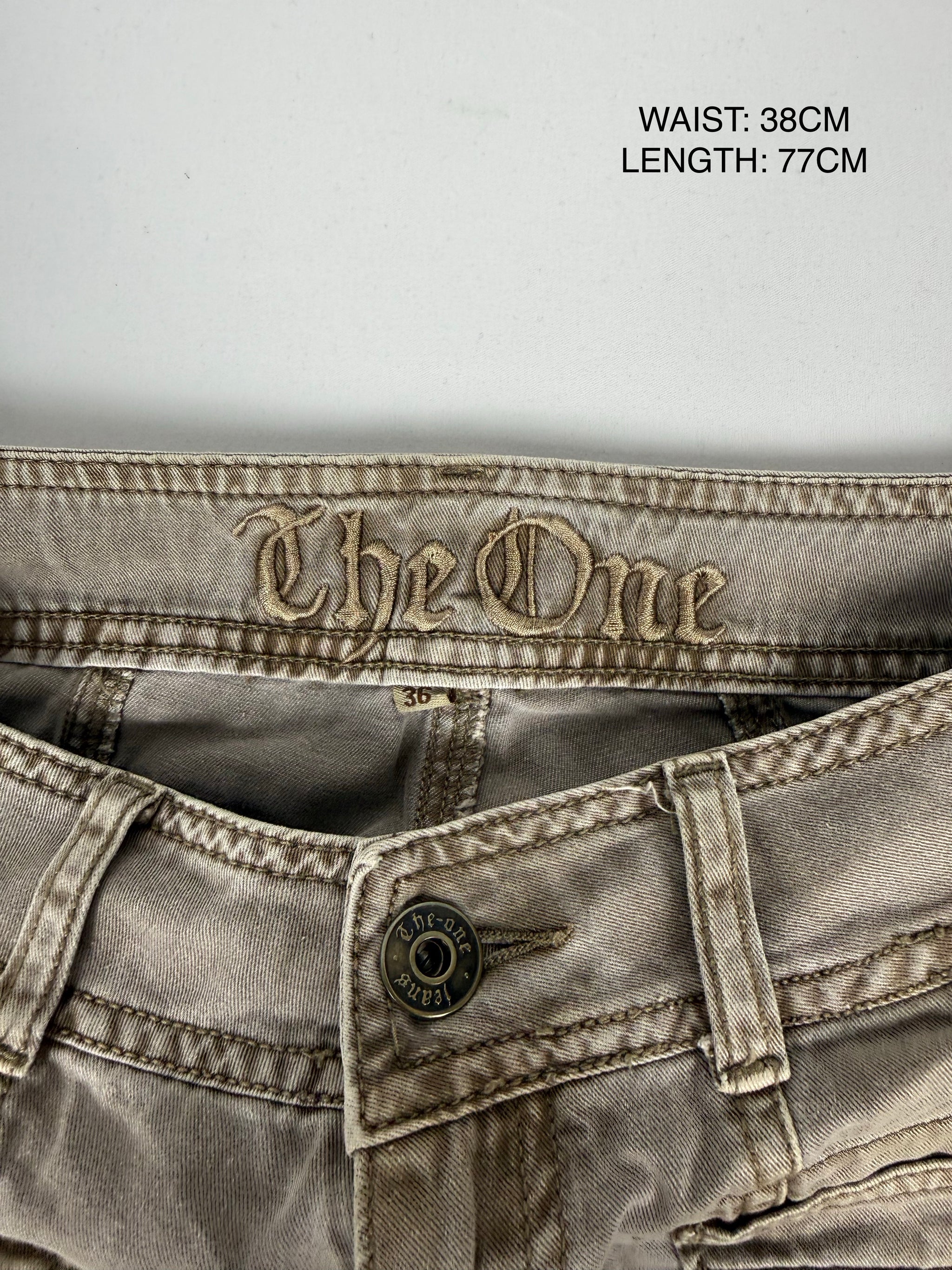 Khaki utility capri pants (S)