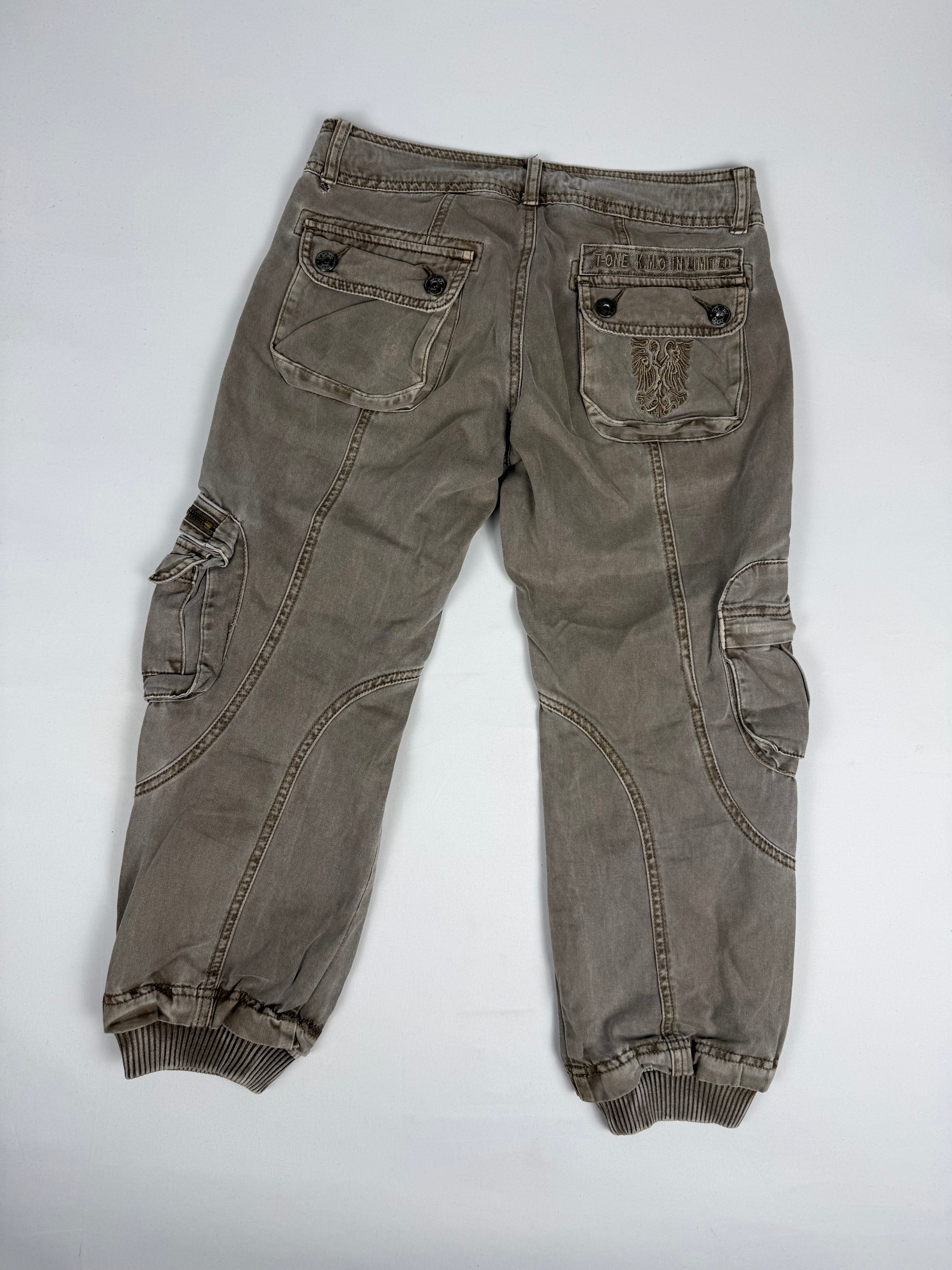 Khaki utility capri pants (S)