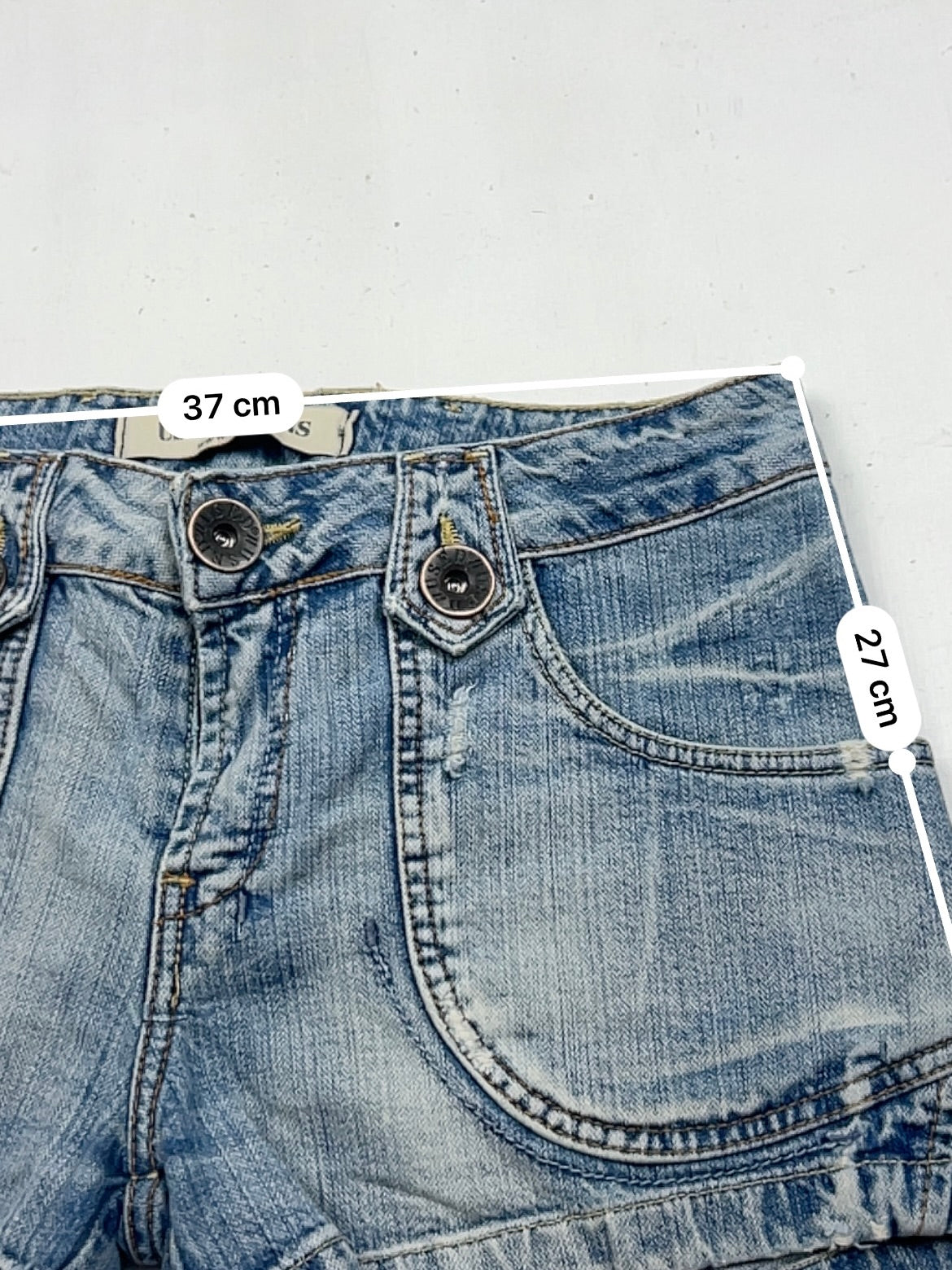 Denim blue 100% cotton low rise mini short (S)