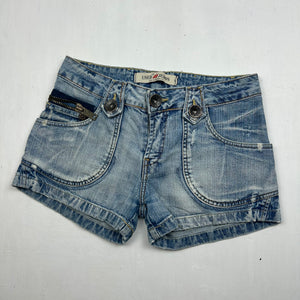 Denim blue 100% cotton low rise mini short (S)
