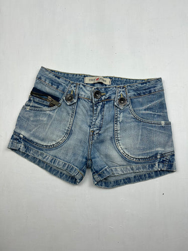 Denim blue 100% cotton low rise mini short (S)
