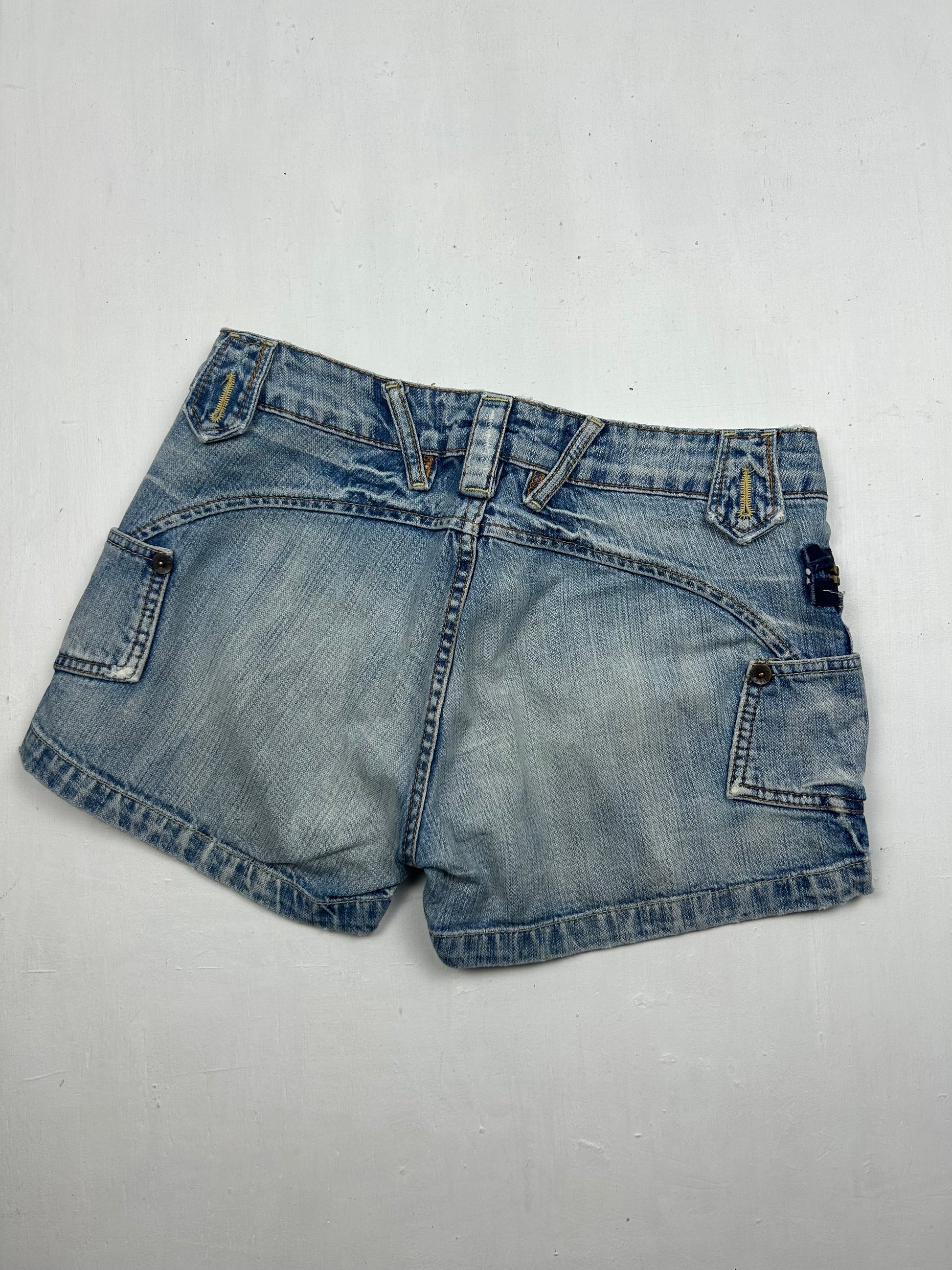Denim blue 100% cotton low rise mini short (S)
