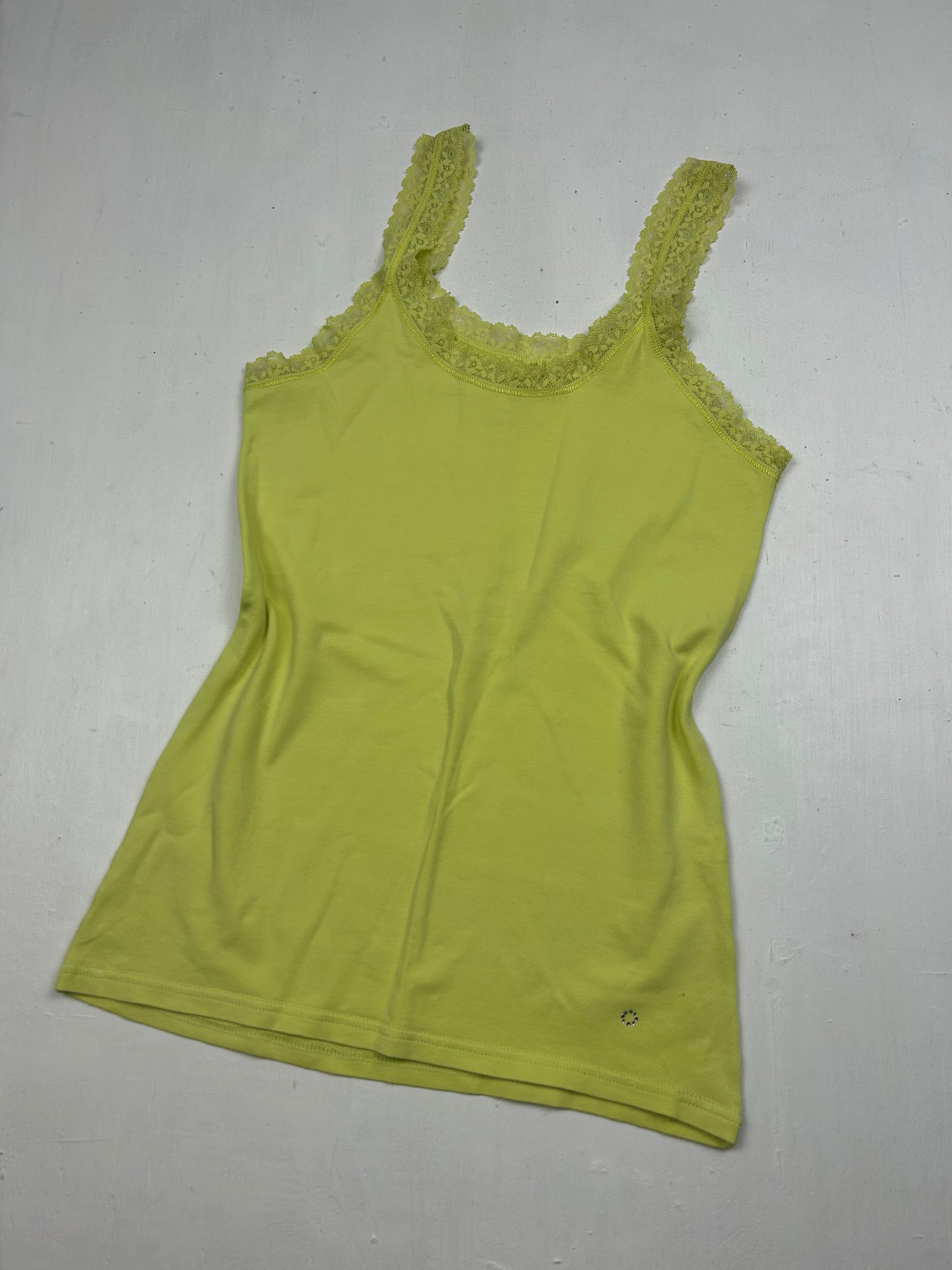Green lace neck cotton cami top (XS/S)