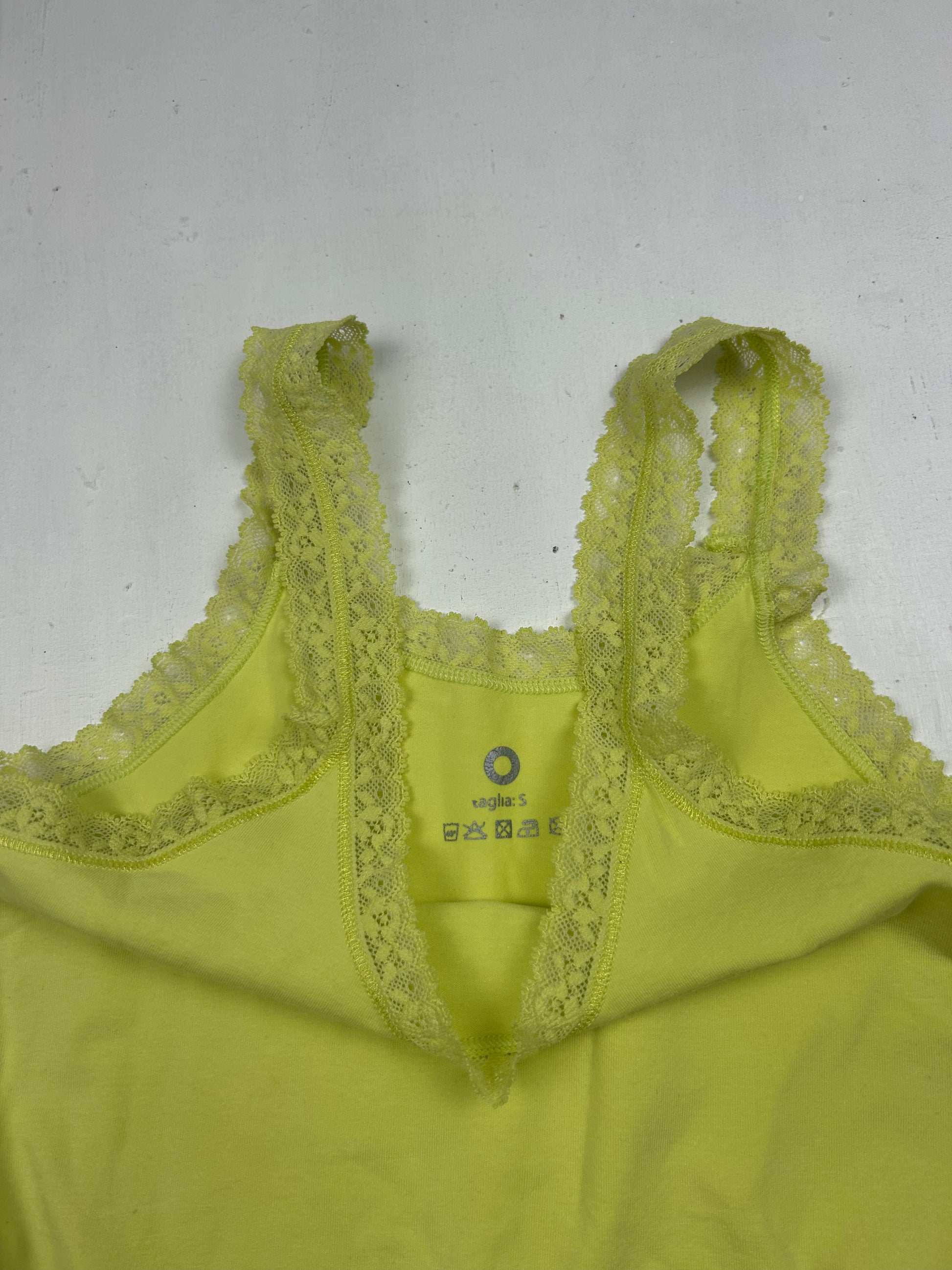 Green lace neck cotton cami top (XS/S)