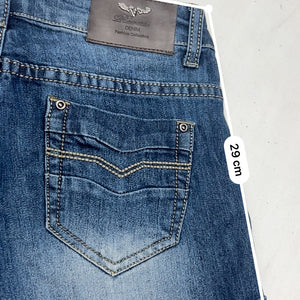 Navy denim low rise mini short (XS/S)