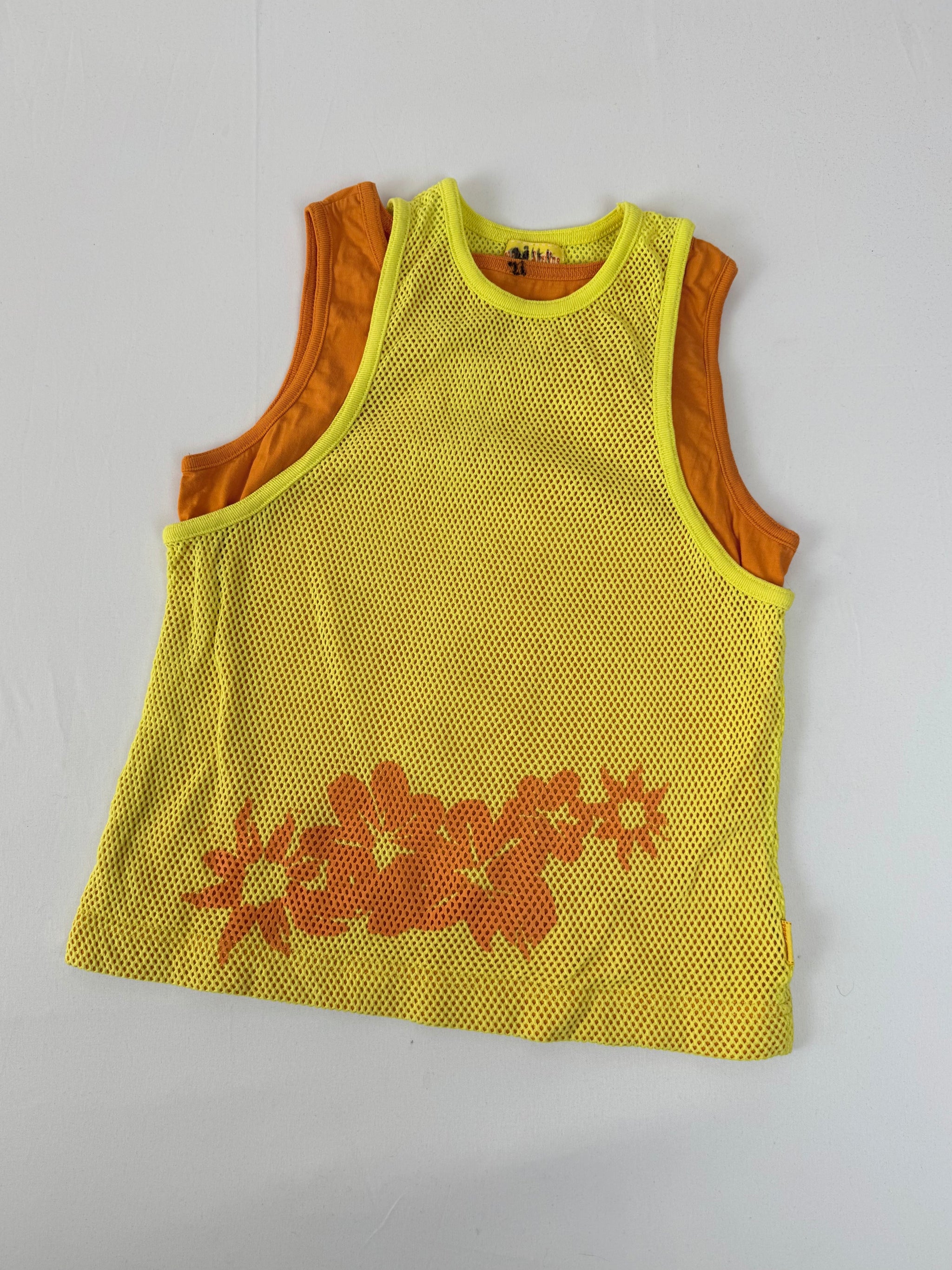 Yellow fishnet double top (S)