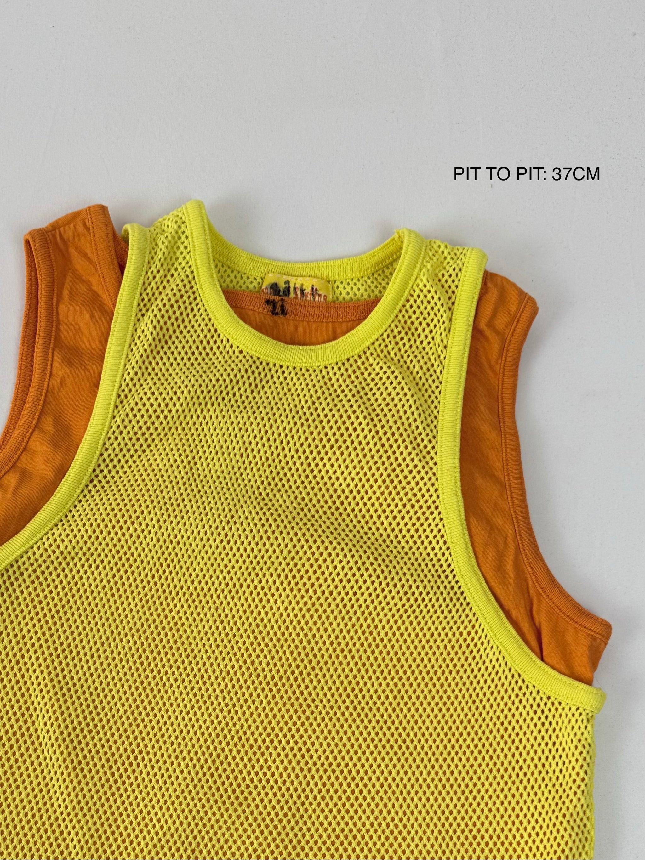 Yellow fishnet double top (S)