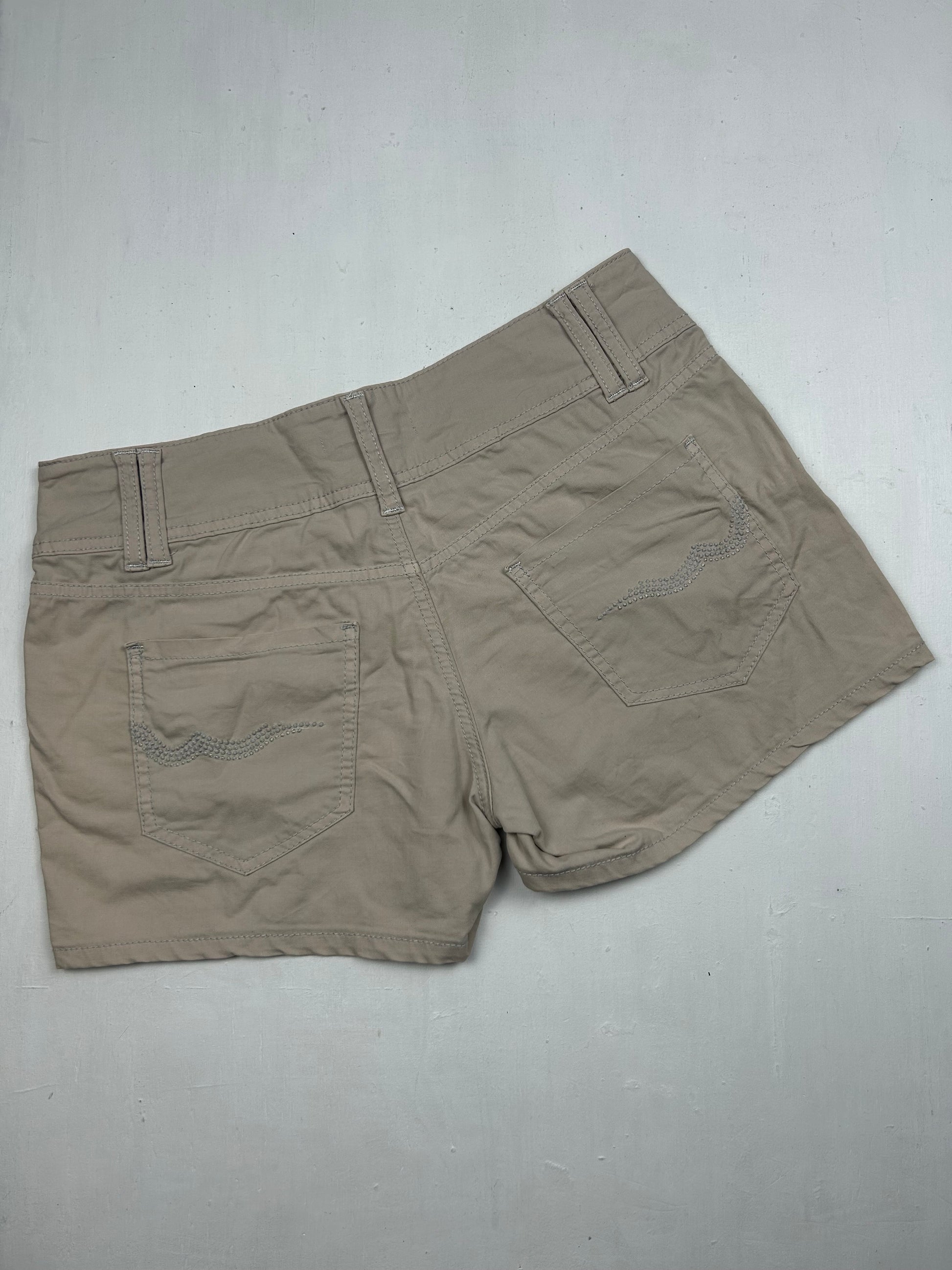 Beige 100% cotton low rise mini short (L)