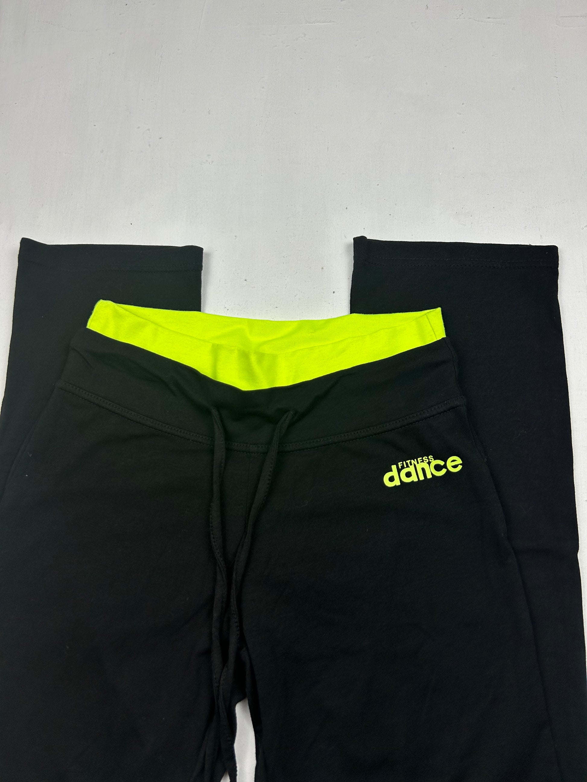 Black & neon green low waist joggers pants (S)