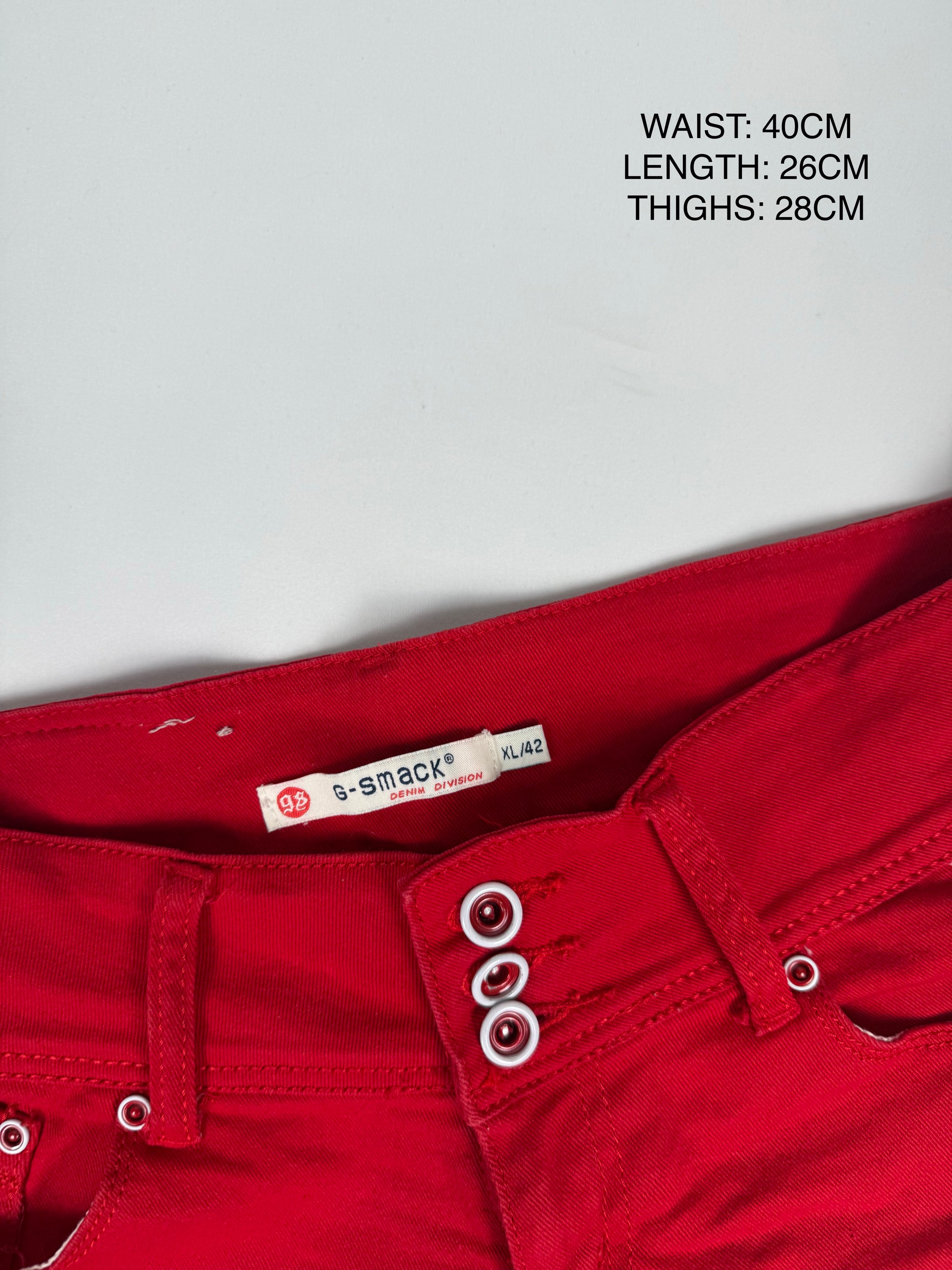 Red cotton low rise mini short (L)