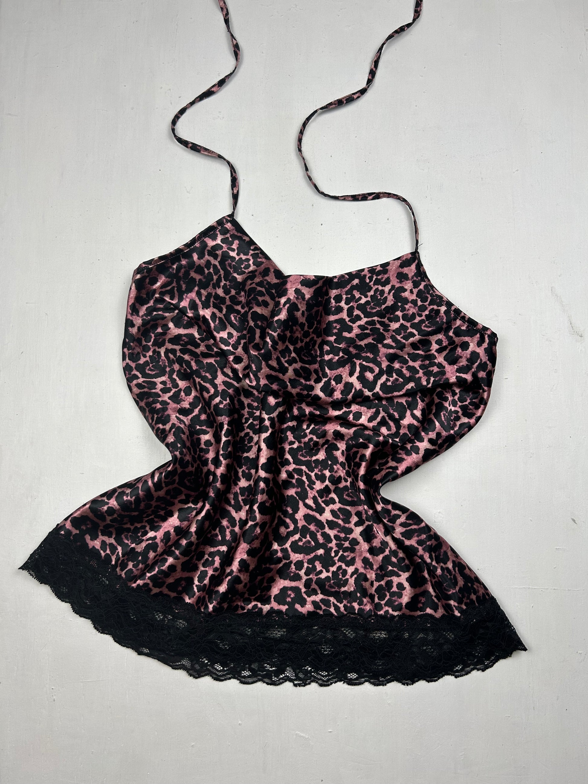 Pink silky panther plunge neck top (XL)