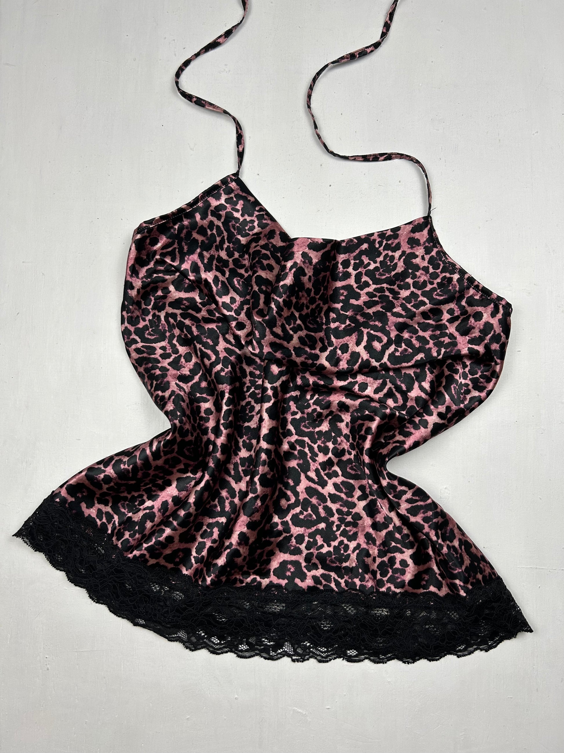 Pink silky panther plunge neck top (XL)