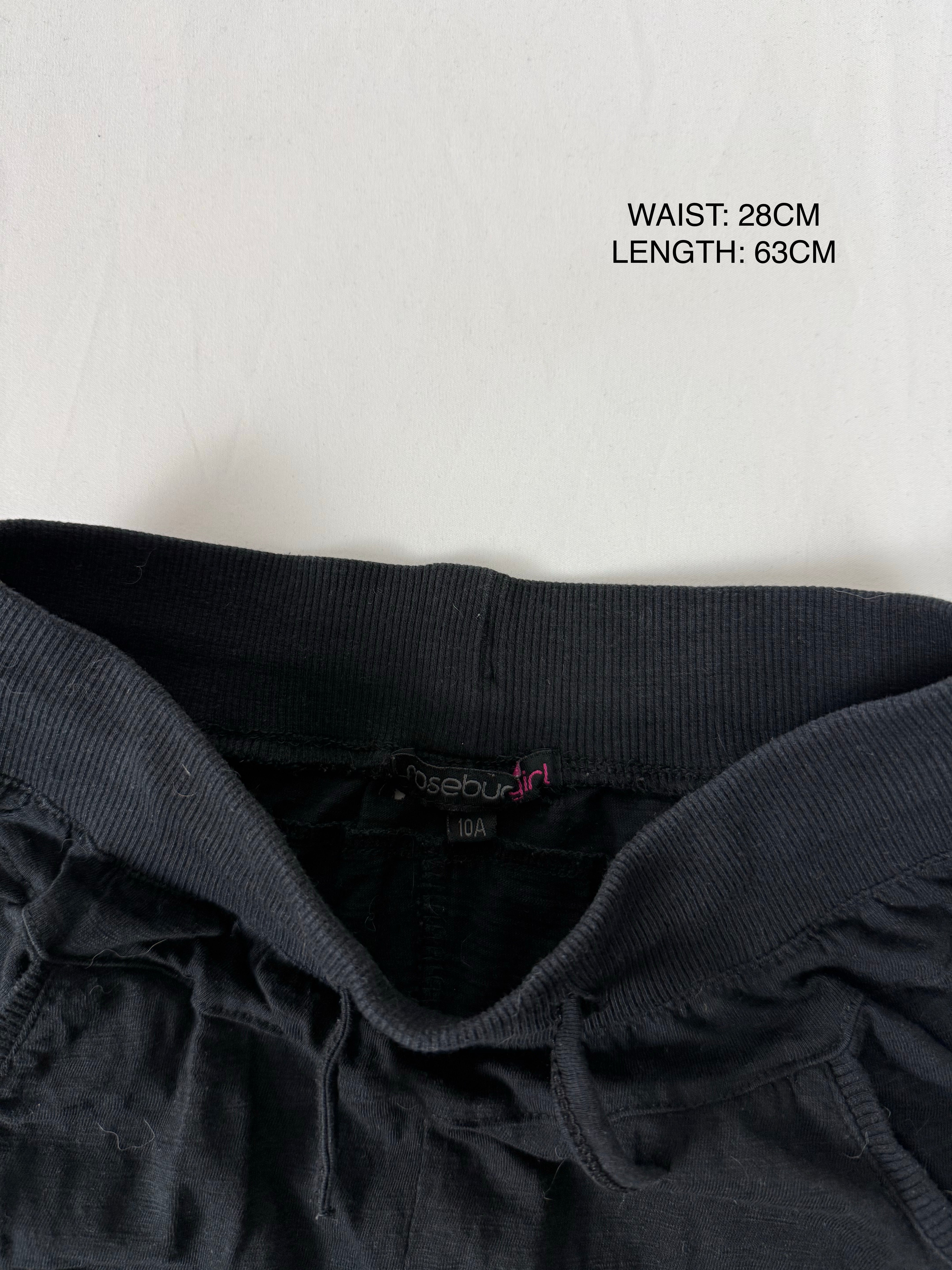Black cotton activewear low waist capri pants (XS)